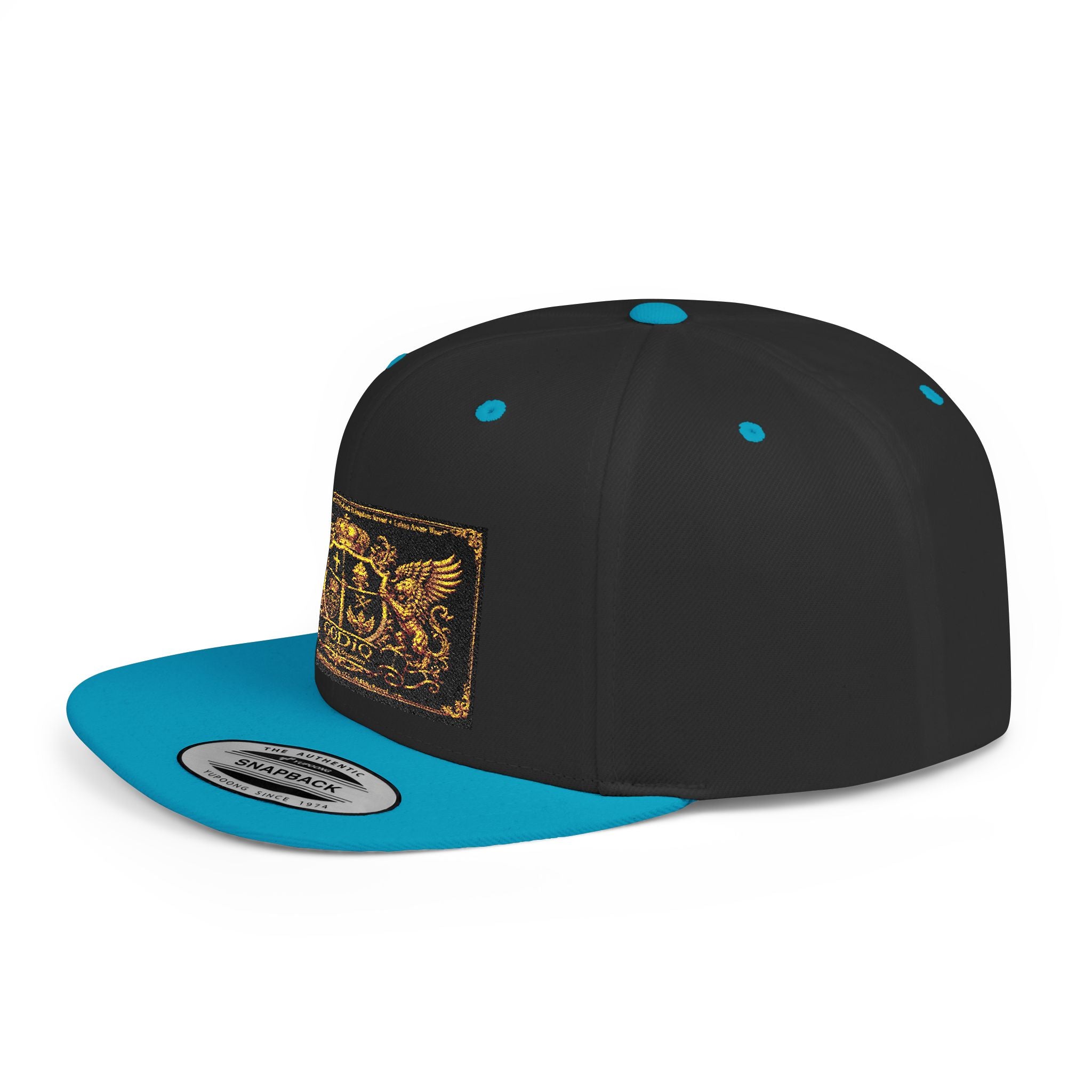 GODiQ™ Royal Kingdom Gold Crest Snapback Hat – Luxury Christian Heraldic Flat Bill Cap | Urban Armor Wear™ Premium Faith Streetwear | Kingdom Legacy Hat