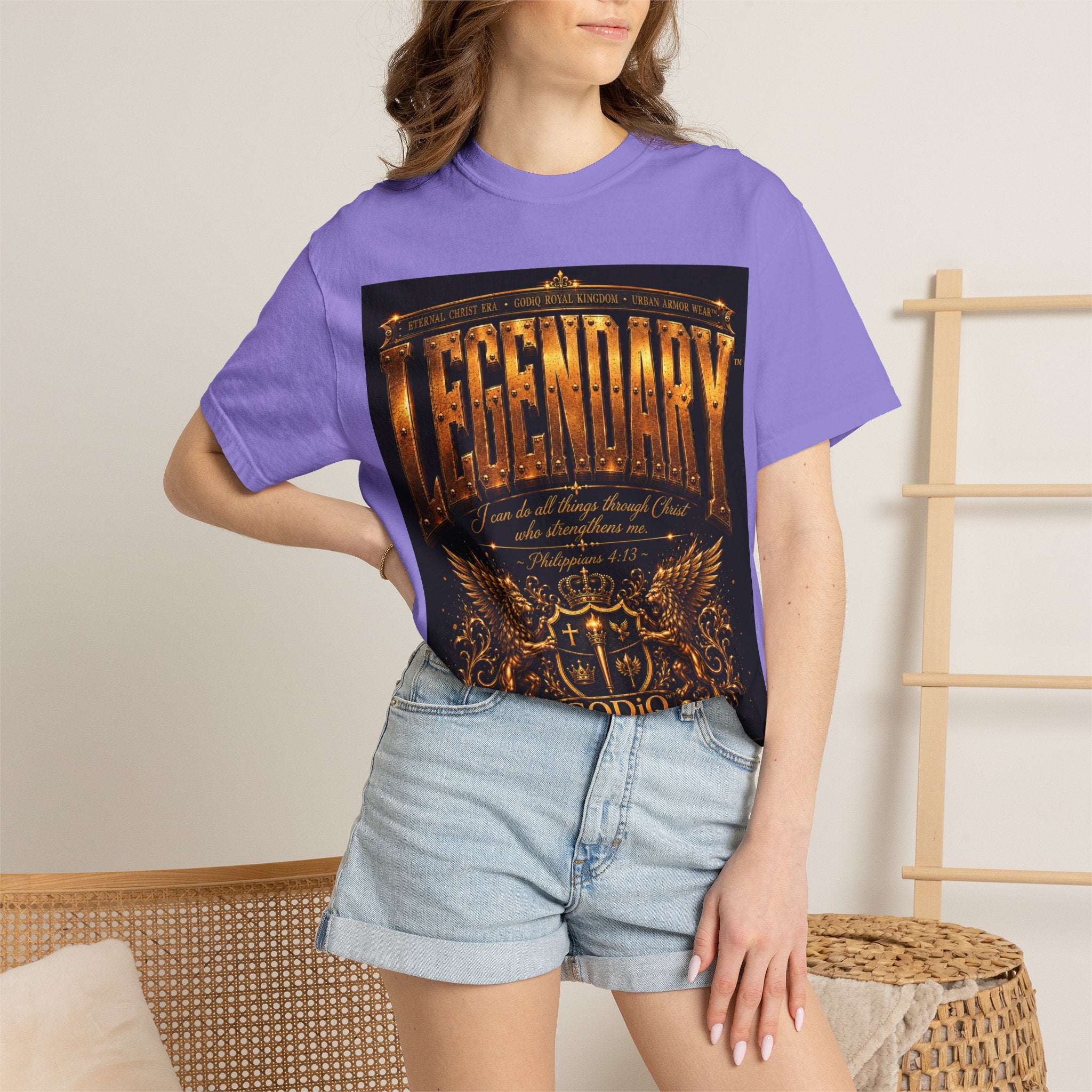 Legendary Impact™ Graphic T-Shirt – Luxury Christian Streetwear | Premium Garment-Dyed Heavyweight Tee | GODiQ Urban Armor™