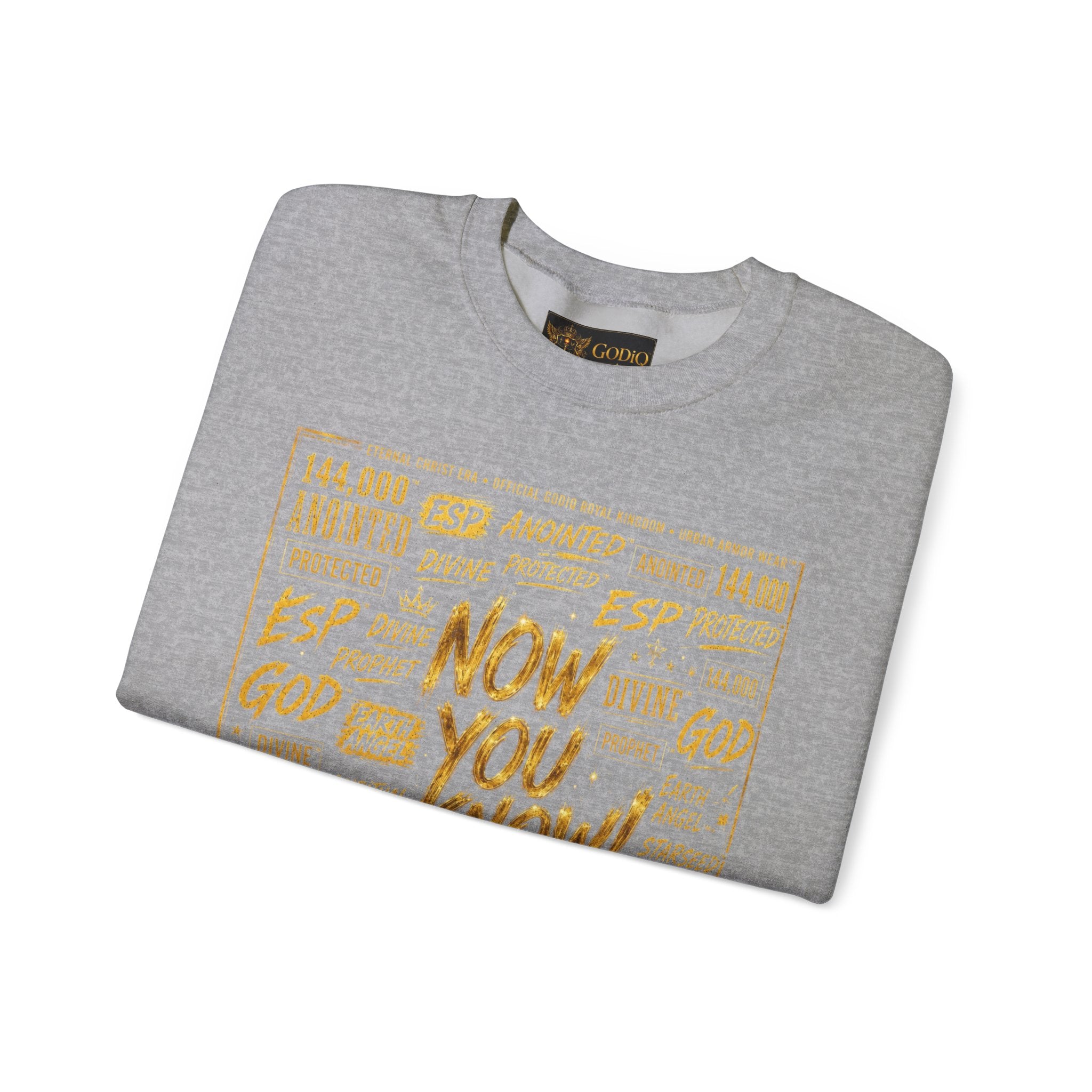 GODiQ Royal Kingdom™ Urban Armor Wear – "Now You Know" 18K Gold Graphic Unisex Crewneck Sweatshirt