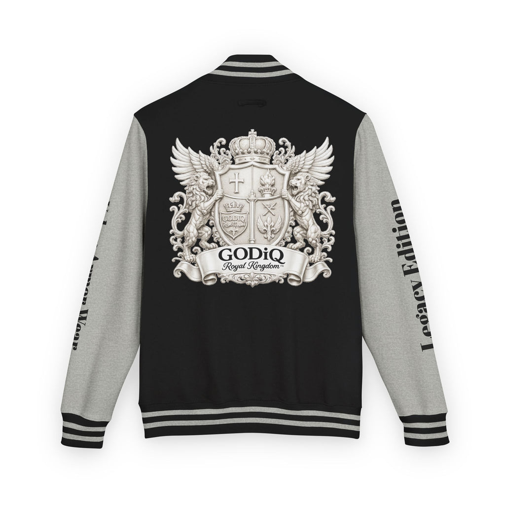 GODiQ Royal Kingdom™ Crest Letterman Jacket – Luxury Christian Varsity Jacket | Premium Heritage Streetwear | Urban Armor Wear™ Collegiate Bomber Coat