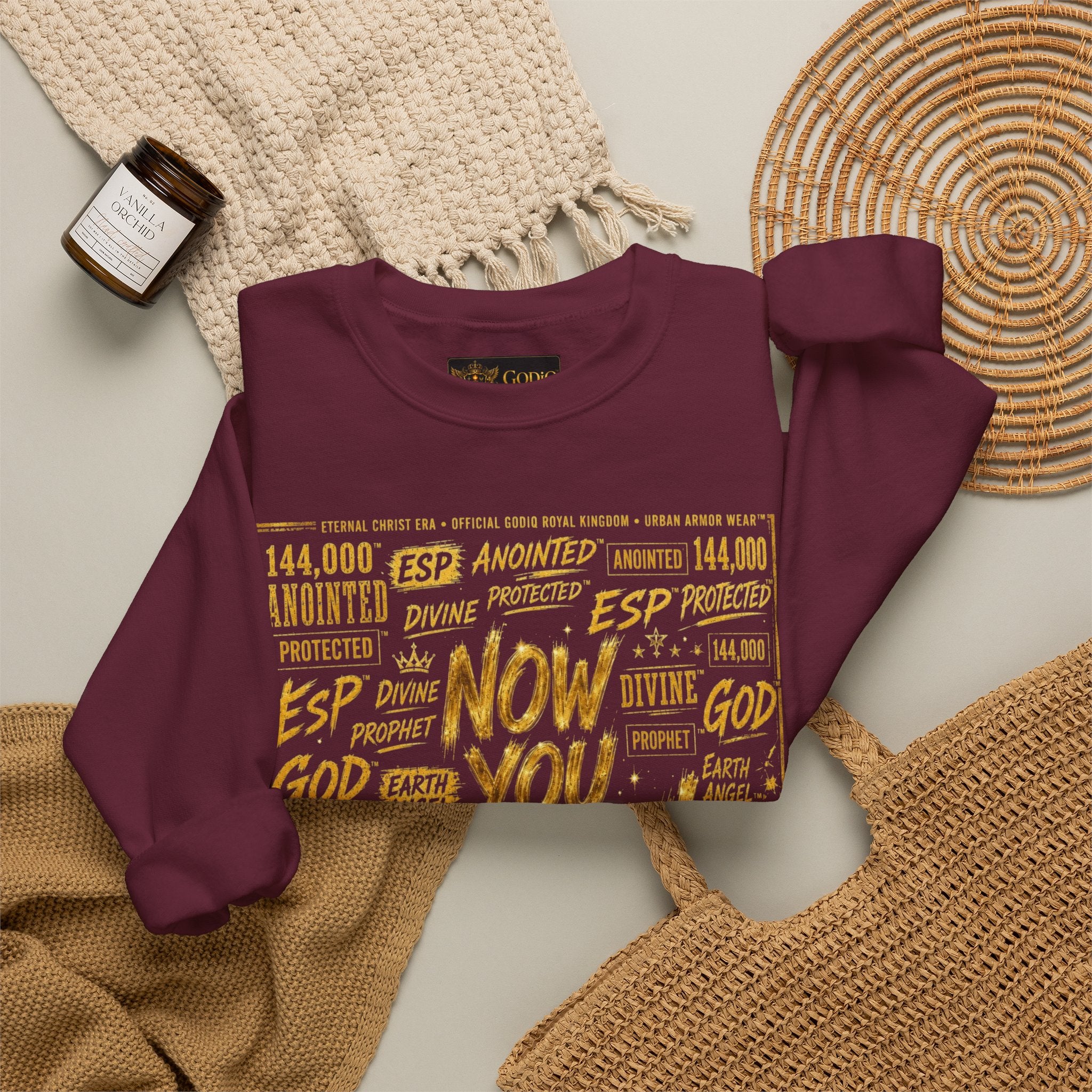 GODiQ Royal Kingdom™ Urban Armor Wear – "Now You Know" 18K Gold Graphic Unisex Crewneck Sweatshirt