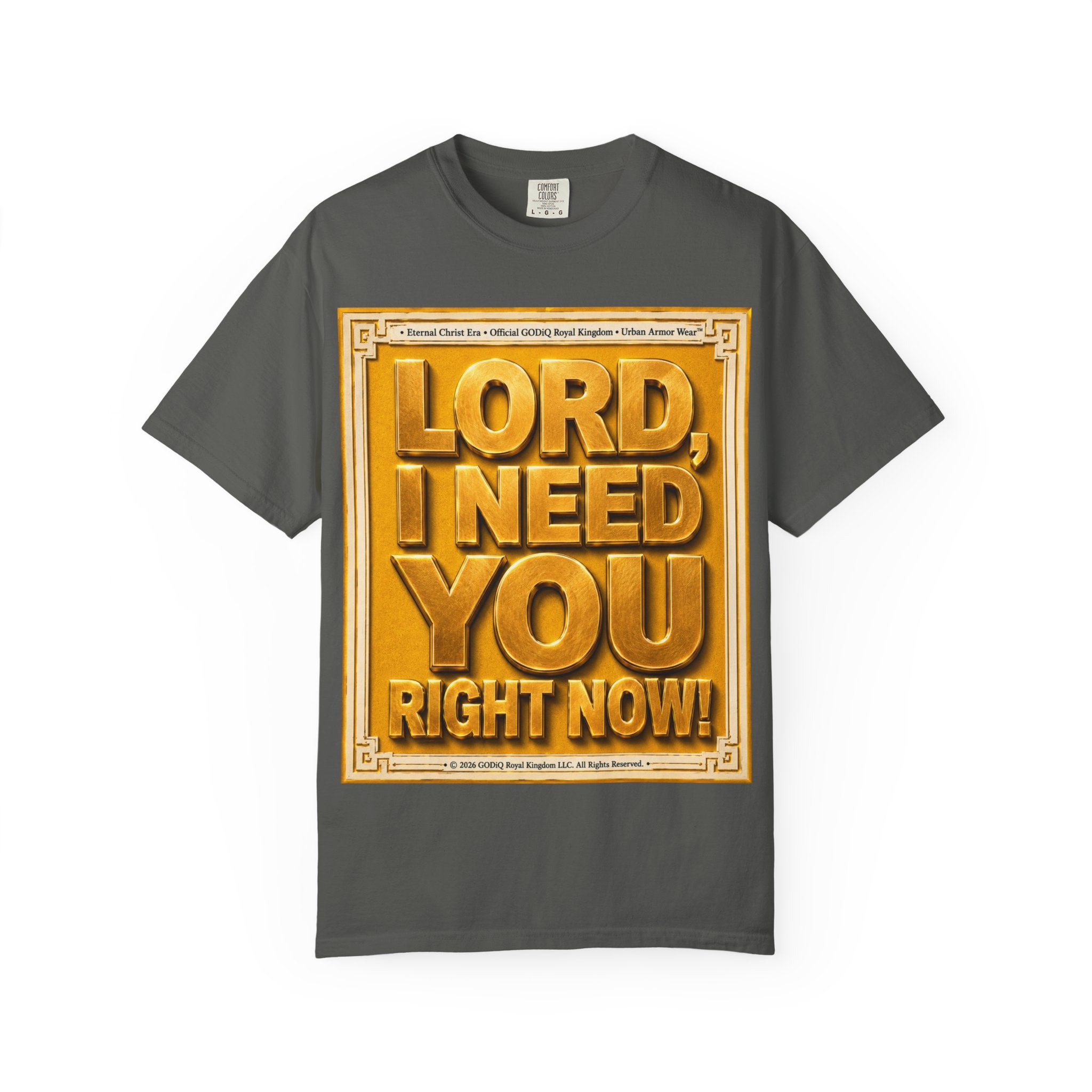Lord, I Need You Right Now!™ Christian Graphic T-Shirt – Luxury Garment-Dyed Faith Tee | Premium GODiQ Royal Kingdom™ Urban Armor Wear | Comfort Colors® 1717
