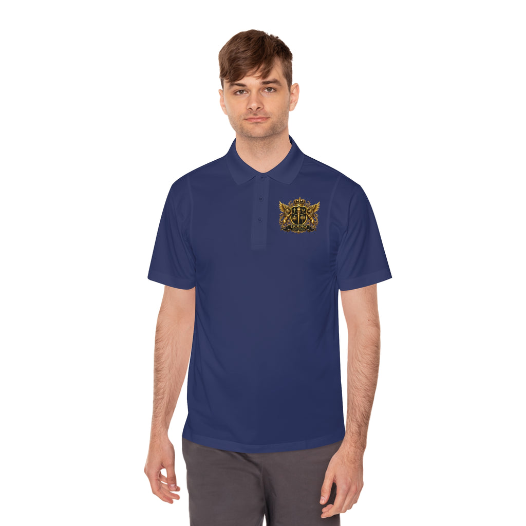 GODiQ Royal Kingdom™ Psalm 91 Men's Performance Polo – Premium Christian Golf Shirt | Luxury Gold Scripture Polo | Moisture-Wicking Faith Apparel