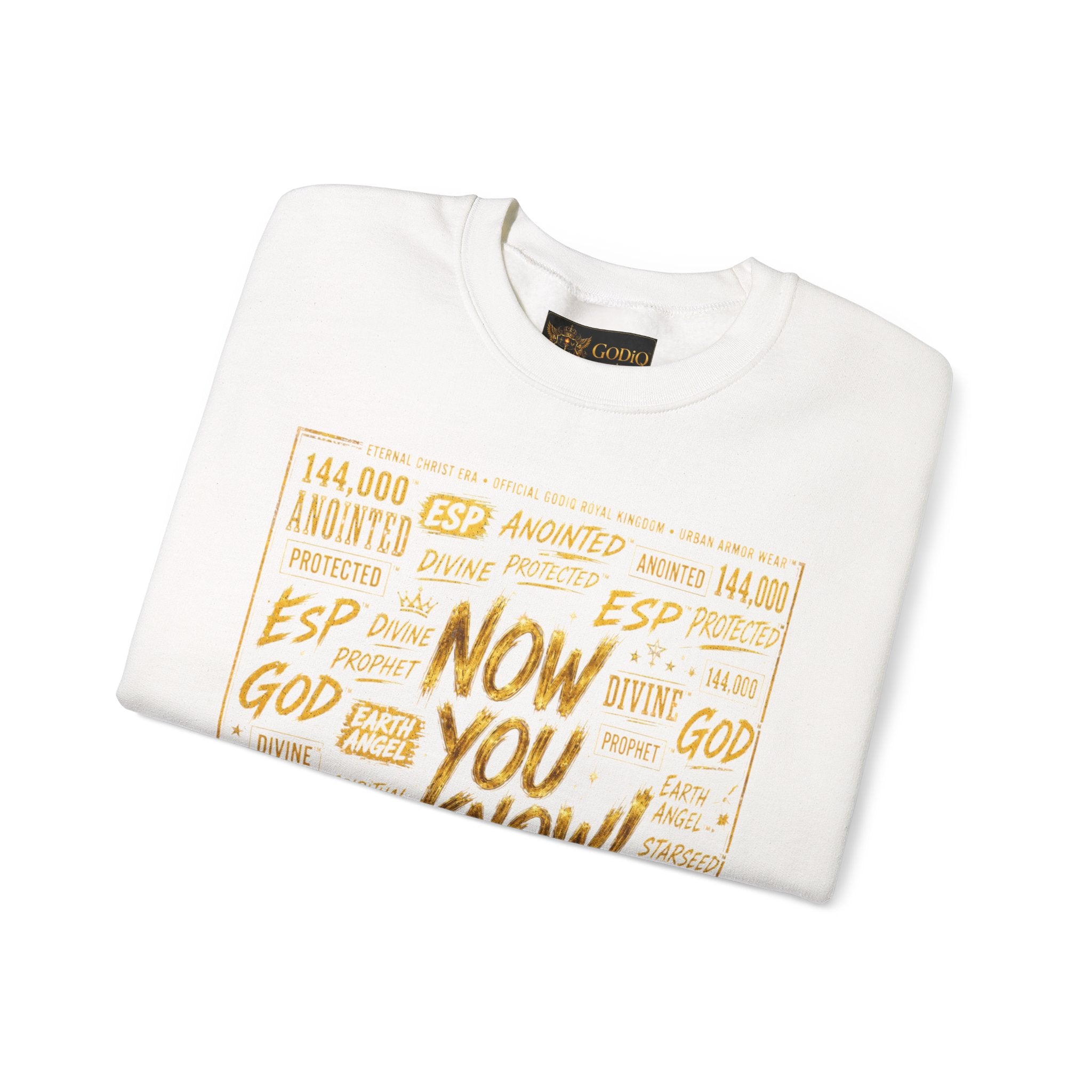 GODiQ Royal Kingdom™ Urban Armor Wear – "Now You Know" 18K Gold Graphic Unisex Crewneck Sweatshirt