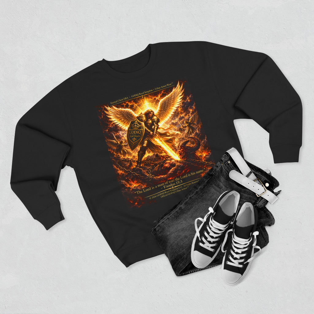 GODiQ™ Royal Kingdom Urban Armor™ "The Sword of the Spirit" Christian Crewneck Sweatshirt | Luxury Spiritual Warfare Graphic Sweatshirt | Premium Faith-Based Apparel