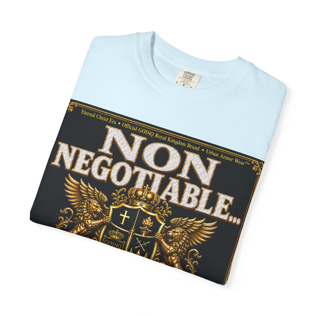 GODiQ™ Royal Kingdom Urban Armor Wear™ "NON NEGOTIABLE™: SOUL SOLD OUT FOR GOD™" Luxury Christian Graphic T-Shirt | Premium Faith Apparel | 24K Gold Heraldic Kingdom Statement Tee