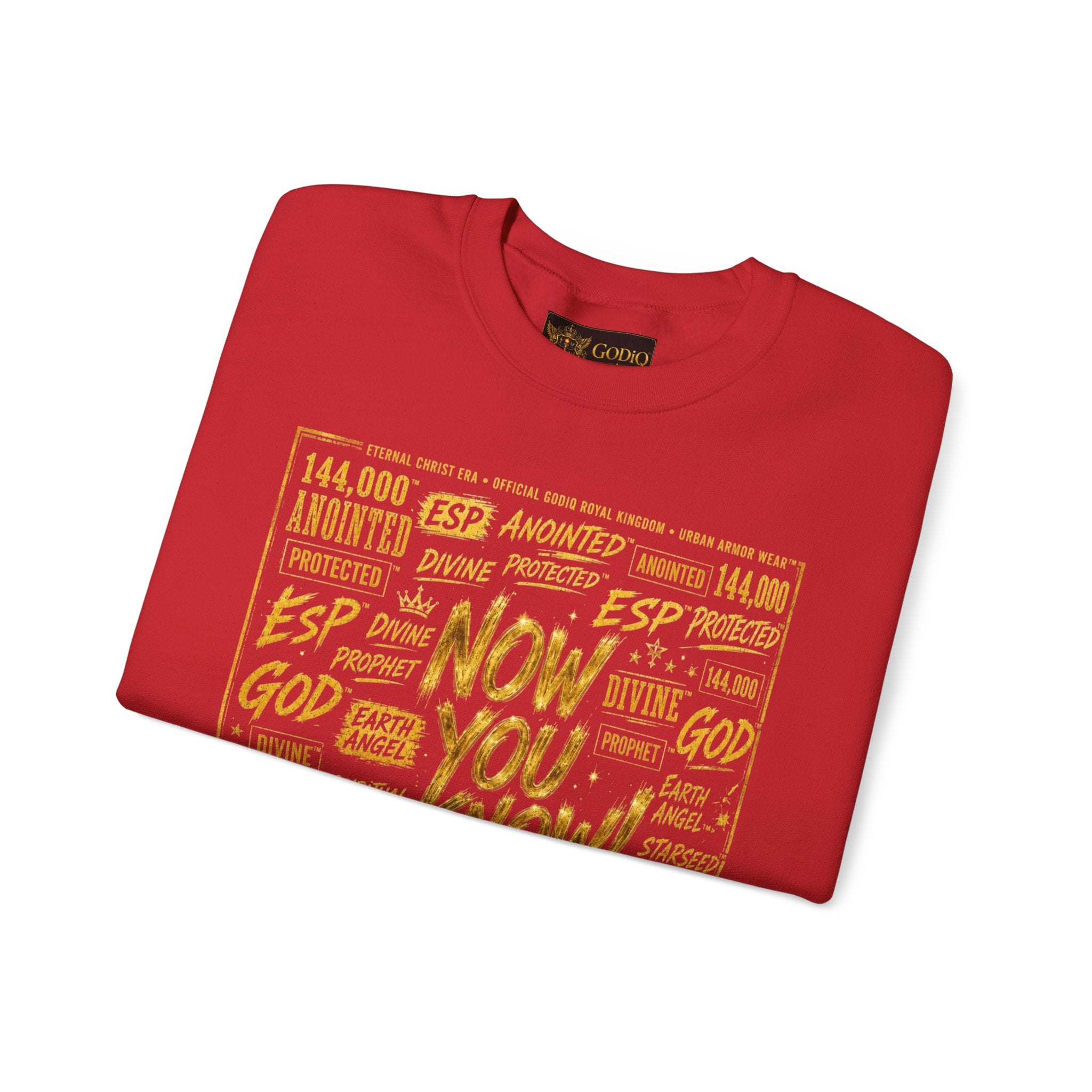 GODiQ Royal Kingdom™ Urban Armor Wear – "Now You Know" 18K Gold Graphic Unisex Crewneck Sweatshirt