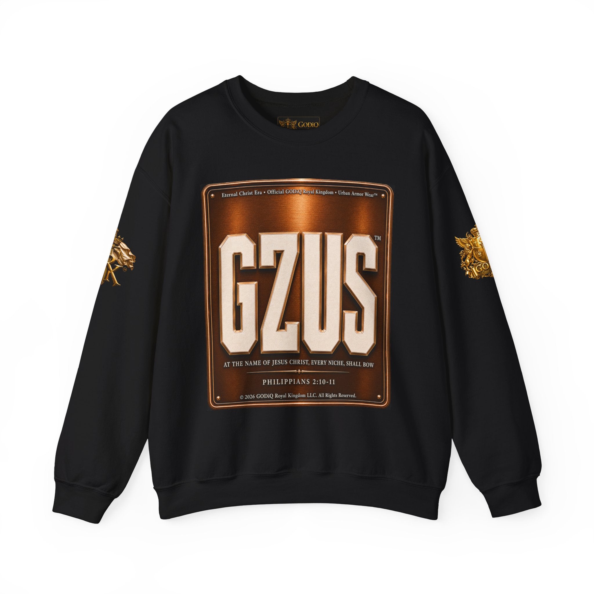 GZUS™ Psalm 23 Crewneck Sweatshirt – Luxury Christian Faith Sweatshirt | Jesus Graphic Pullover | Psalm 23 Scripture Sweatshirt | GODiQ Royal Kingdom™ Urban Armor Wear