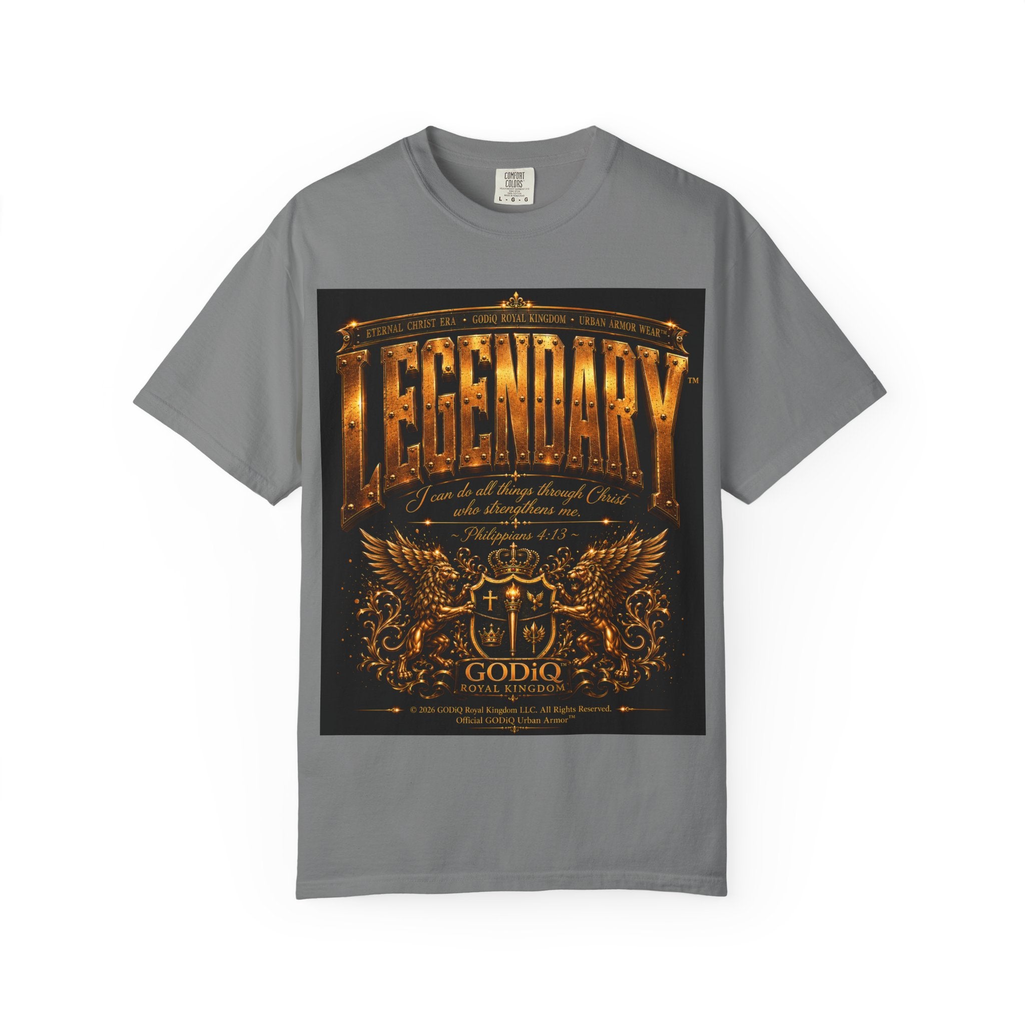 Legendary Impact™ Graphic T-Shirt – Luxury Christian Streetwear | Premium Garment-Dyed Heavyweight Tee | GODiQ Urban Armor™