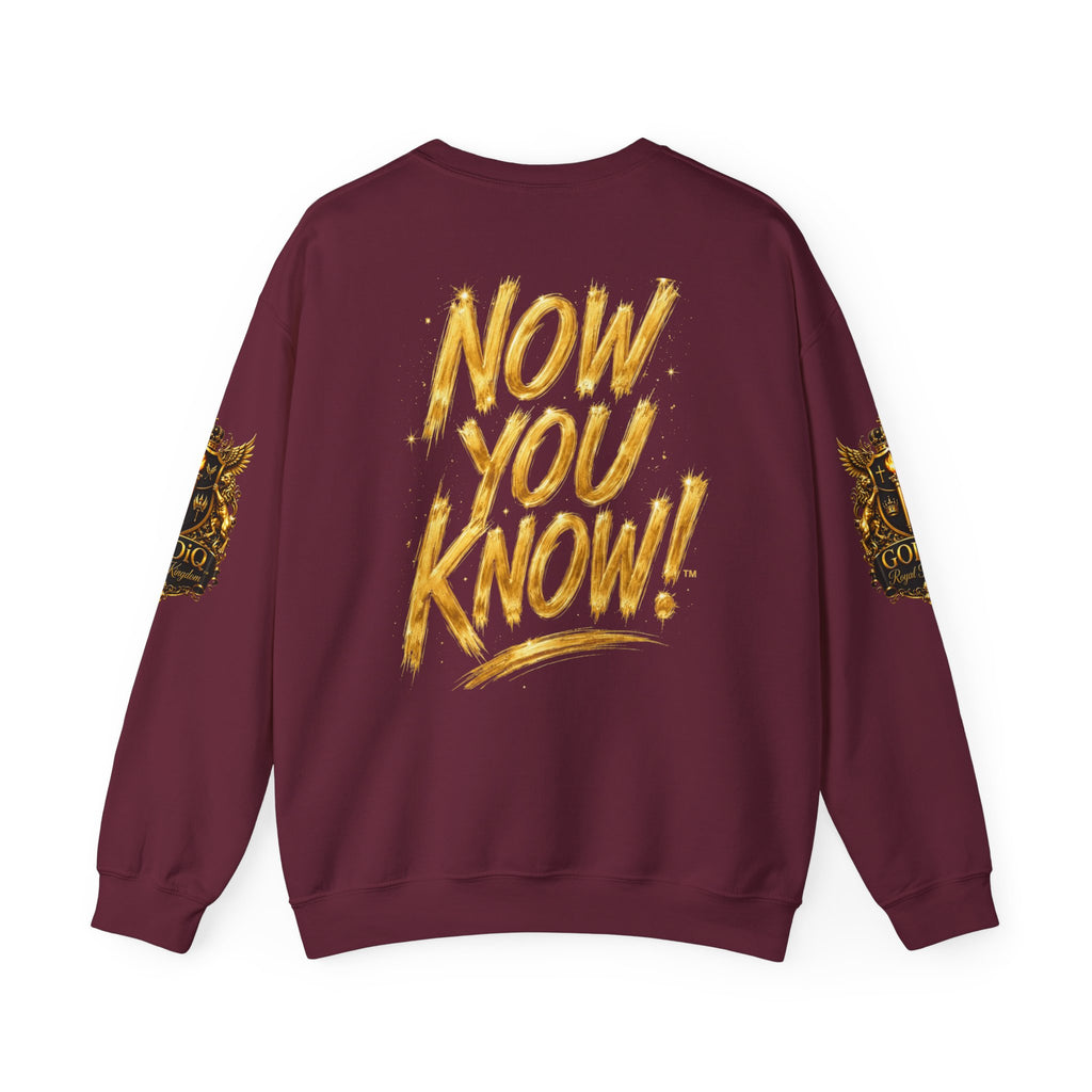 GODiQ Royal Kingdom™ Urban Armor Wear – "Now You Know" 18K Gold Graphic Unisex Crewneck Sweatshirt
