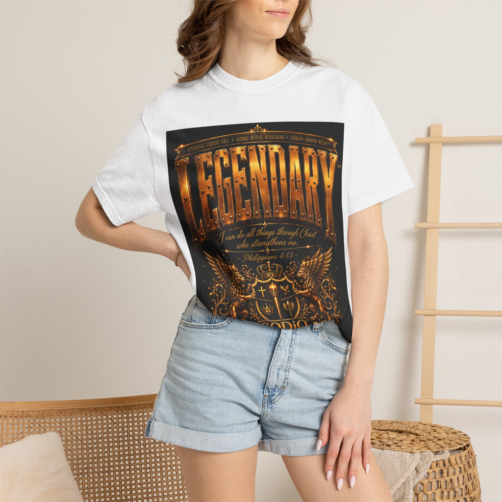 Legendary Impact™ Graphic T-Shirt – Luxury Christian Streetwear | Premium Garment-Dyed Heavyweight Tee | GODiQ Urban Armor™