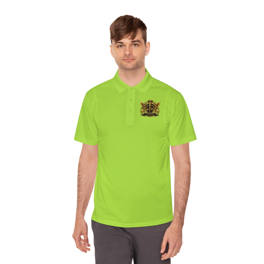 GODiQ Royal Kingdom™ Psalm 91 Men's Performance Polo – Premium Christian Golf Shirt | Luxury Gold Scripture Polo | Moisture-Wicking Faith Apparel