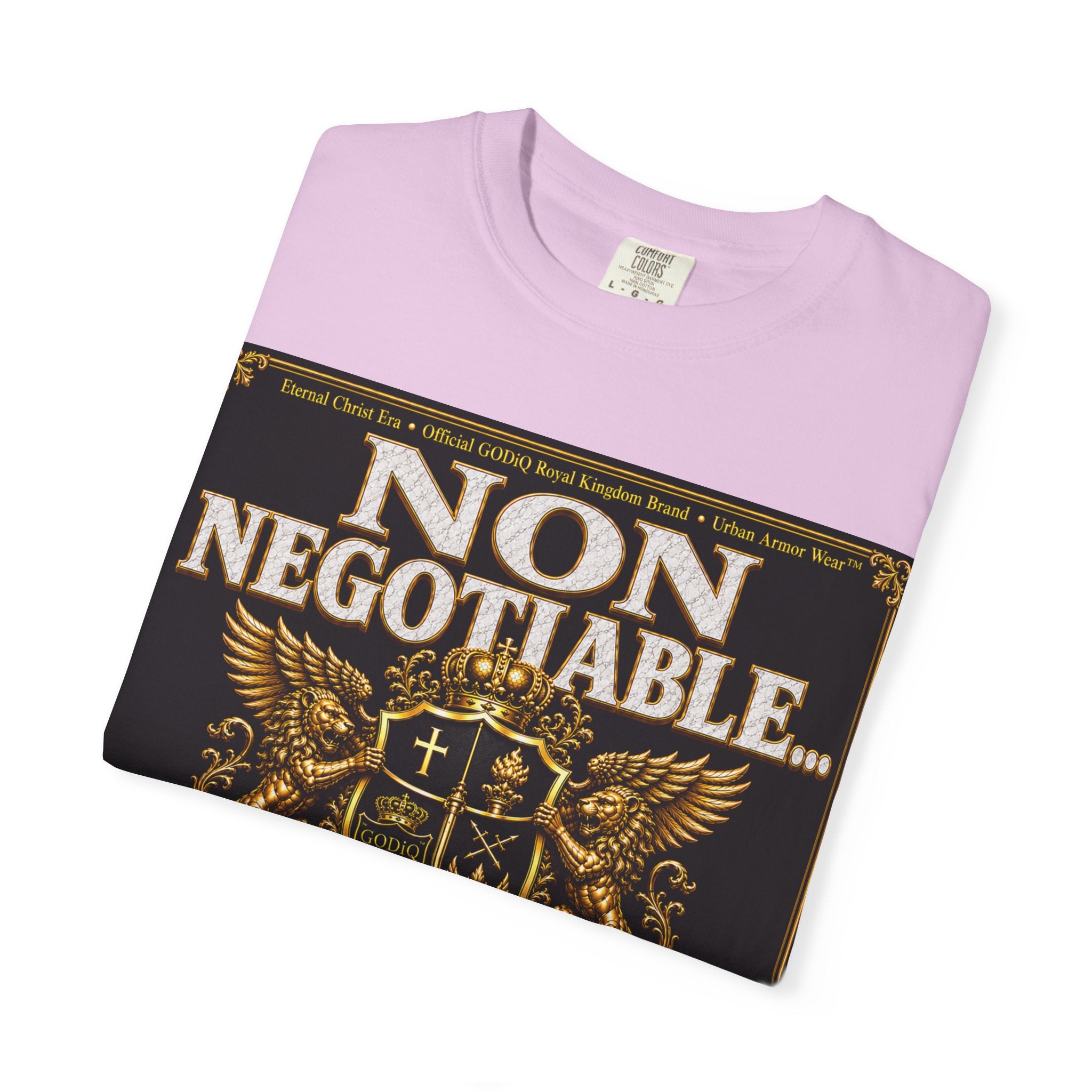 GODiQ™ Royal Kingdom Urban Armor Wear™ "NON NEGOTIABLE™: SOUL SOLD OUT FOR GOD™" Luxury Christian Graphic T-Shirt | Premium Faith Apparel | 24K Gold Heraldic Kingdom Statement Tee