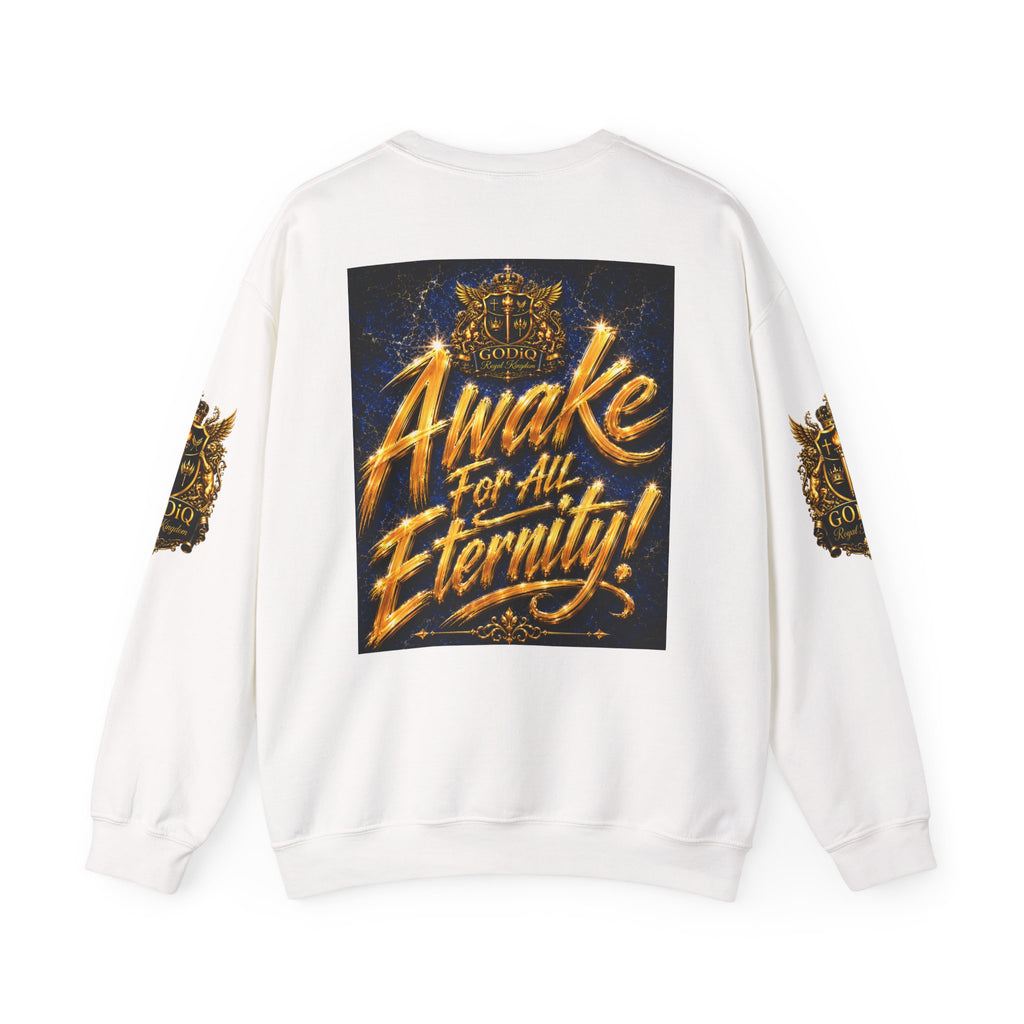 Consciousness Incarnate™ Crewneck Sweatshirt – Luxury Christian Graphic Sweatshirt | "Awake For All Eternity" Premium Kingdom Apparel | GODiQ Royal Kingdom™ Urban Armor Wear