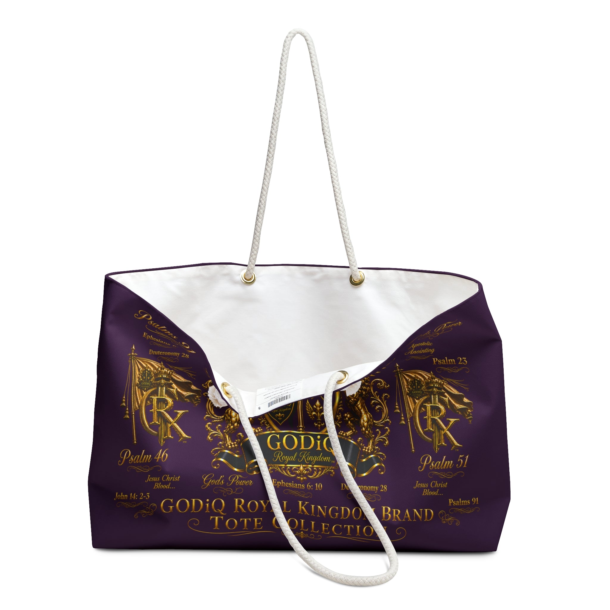 GODiQ Royal Kingdom™ Regal Crest Ministry Weekender Bag Luxury Christian Bible & Church Travel Tote | Premium Royal Purple & 24K Gold Kingdom Carryall | Pastor, Minister & Executive Overnight Bag