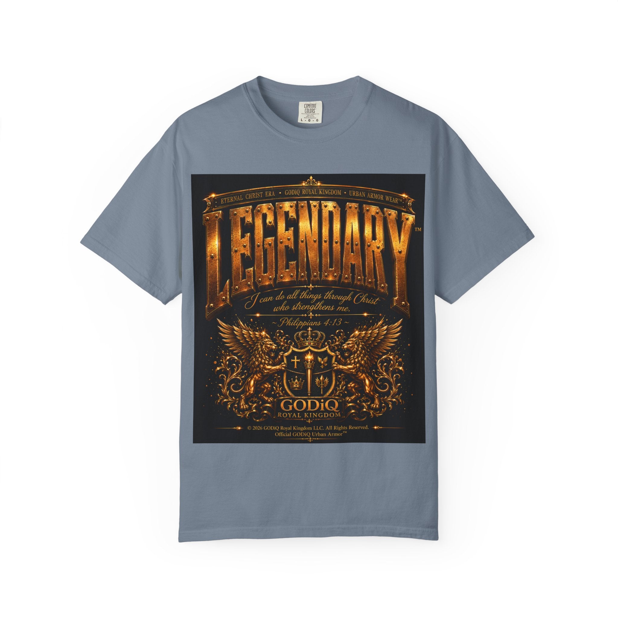 Legendary Impact™ Graphic T-Shirt – Luxury Christian Streetwear | Premium Garment-Dyed Heavyweight Tee | GODiQ Urban Armor™