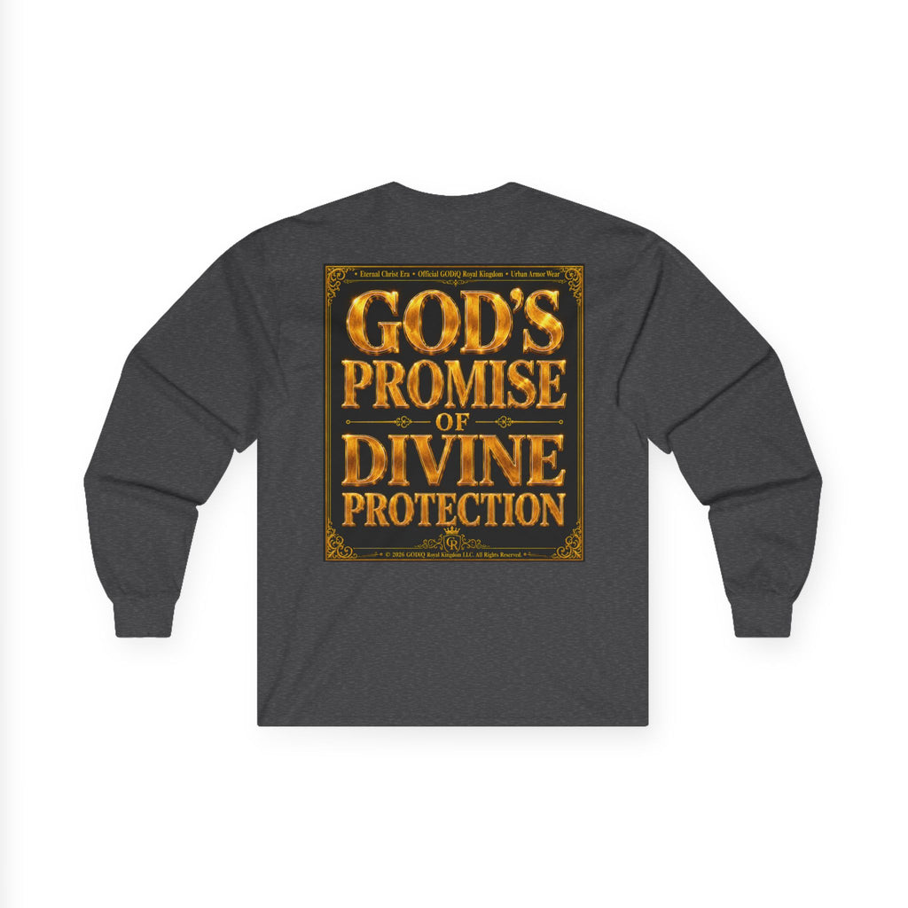 Psalm 91™ Long Sleeve Christian T-Shirt | God's Promise of Divine Protection | Premium Biblical Prayer Shirt | Luxury Faith-Based Scripture Apparel | GODiQ Royal Kingdom™ Urban Armor Wear