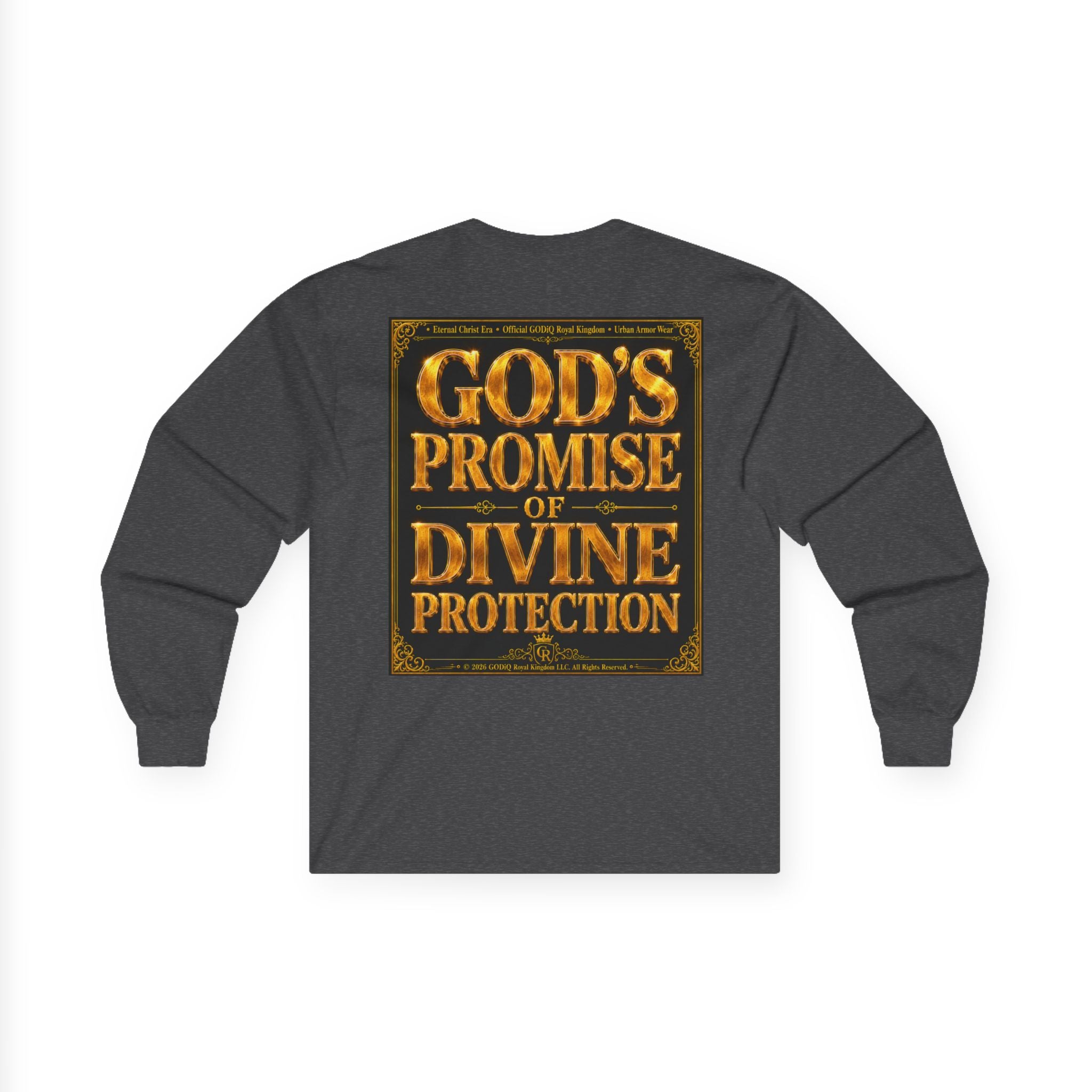 Psalm 91™ Long Sleeve Christian T-Shirt | God's Promise of Divine Protection | Premium Biblical Prayer Shirt | Luxury Faith-Based Scripture Apparel | GODiQ Royal Kingdom™ Urban Armor Wear