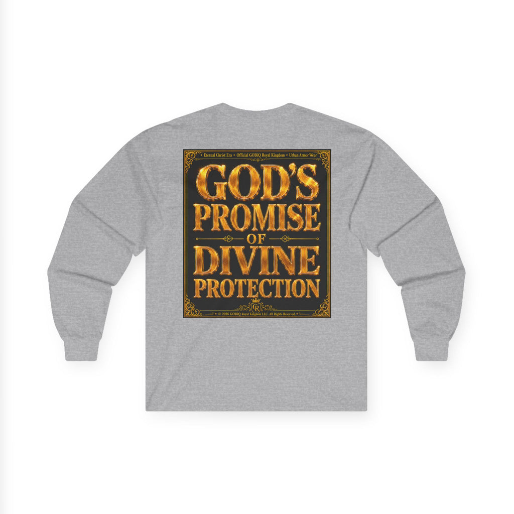 Psalm 91™ Long Sleeve Christian T-Shirt | God's Promise of Divine Protection | Premium Biblical Prayer Shirt | Luxury Faith-Based Scripture Apparel | GODiQ Royal Kingdom™ Urban Armor Wear