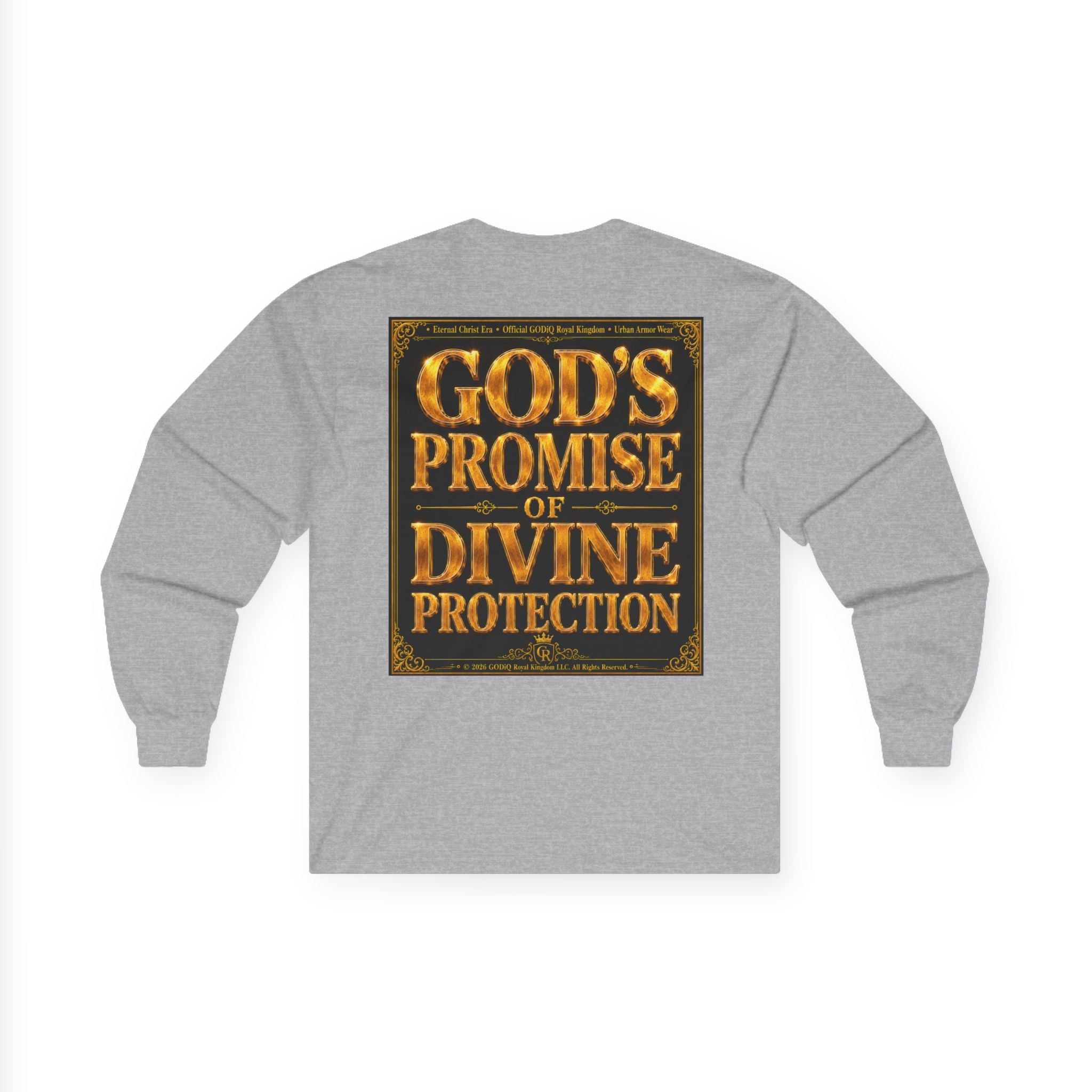 Psalm 91™ Long Sleeve Christian T-Shirt | God's Promise of Divine Protection | Premium Biblical Prayer Shirt | Luxury Faith-Based Scripture Apparel | GODiQ Royal Kingdom™ Urban Armor Wear