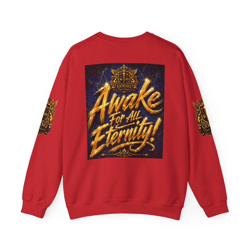 Consciousness Incarnate™ Crewneck Sweatshirt – Luxury Christian Graphic Sweatshirt | "Awake For All Eternity" Premium Kingdom Apparel | GODiQ Royal Kingdom™ Urban Armor Wear