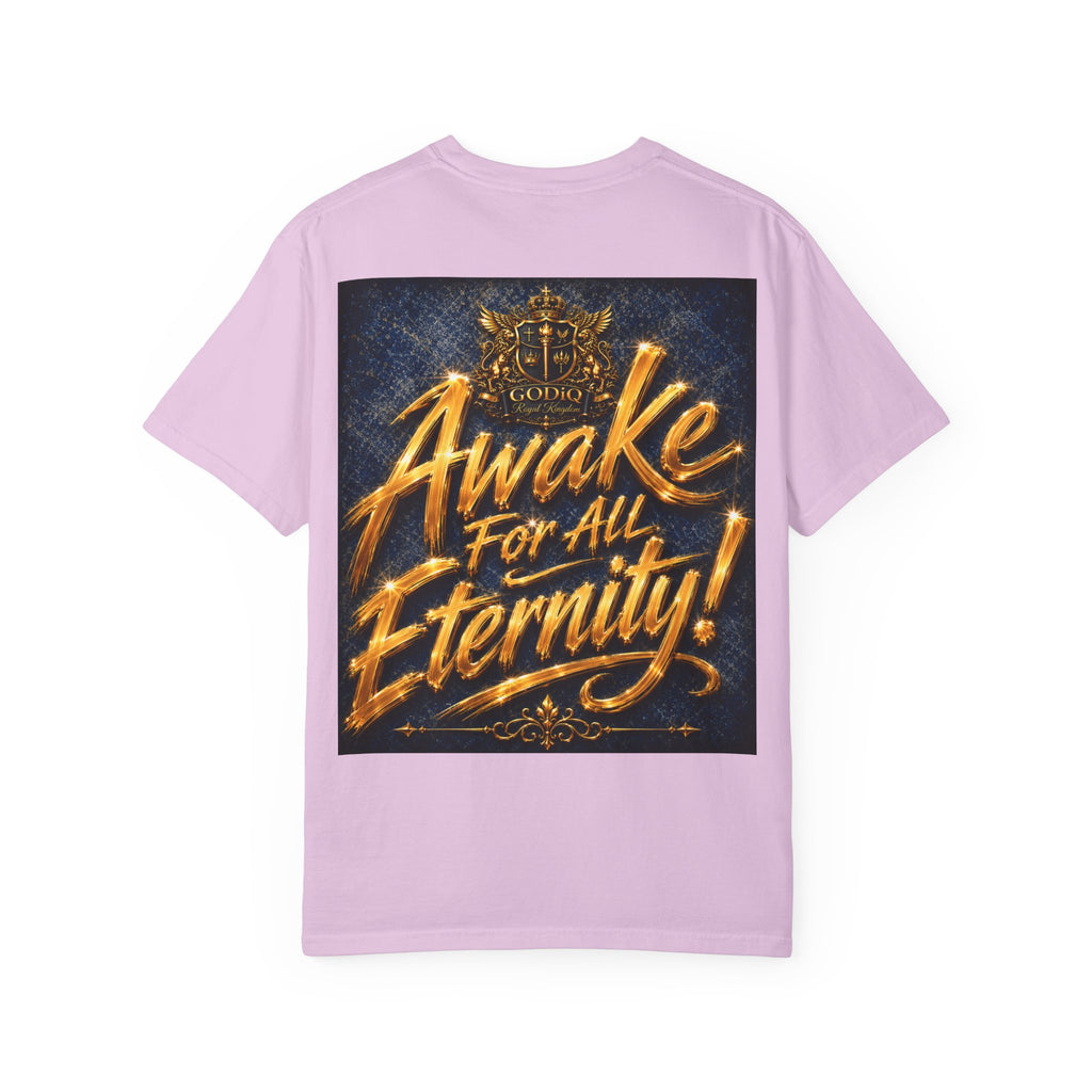 GODiQ Consciousness Incarnate™ Christian Graphic T-Shirt – Luxury Garment-Dyed Faith Apparel | "Awake For All Eternity!" Premium Heavyweight Tee | GODiQ Royal Kingdom™ Urban Armor Wear