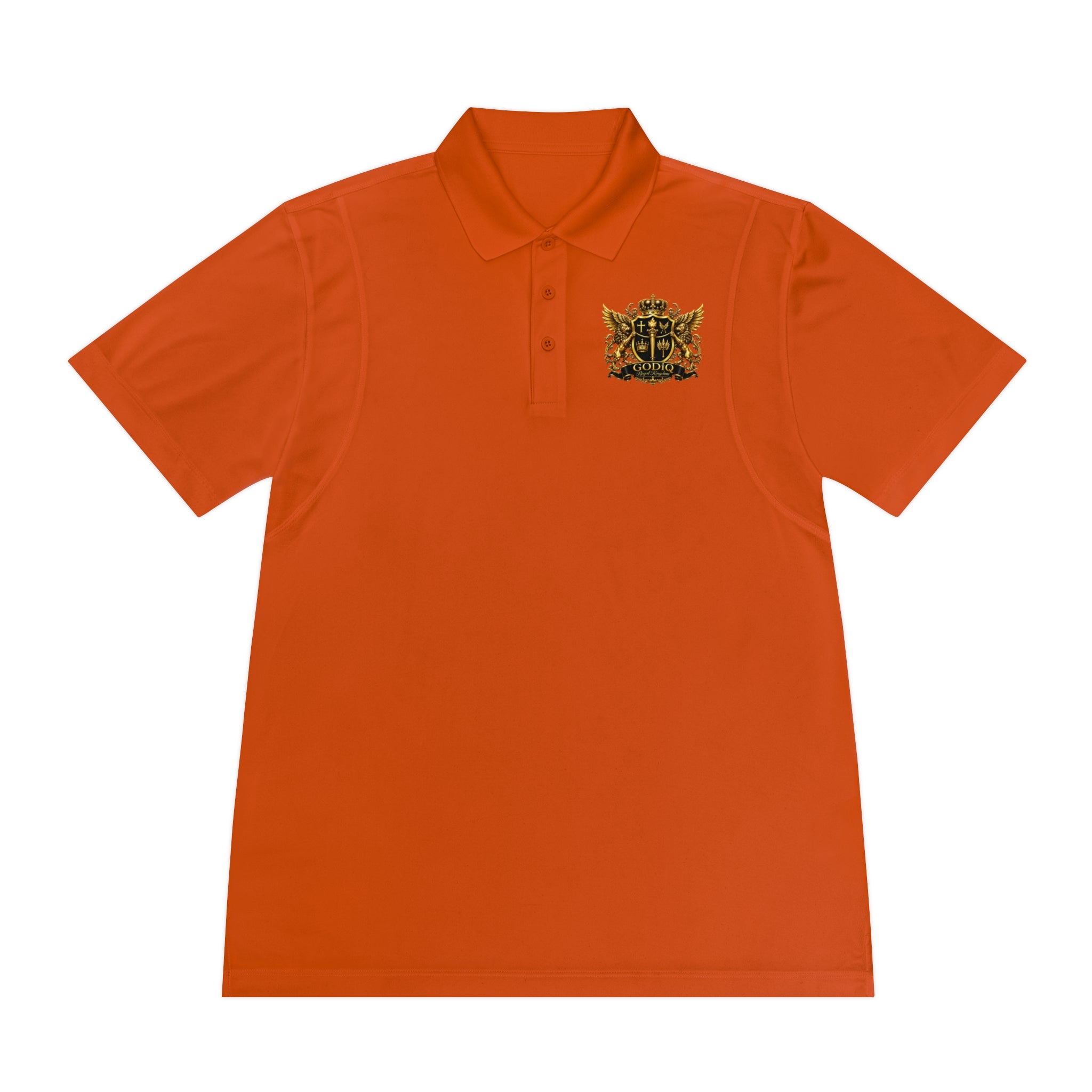 GODiQ Royal Kingdom™ Psalm 91 Men's Performance Polo – Premium Christian Golf Shirt | Luxury Gold Scripture Polo | Moisture-Wicking Faith Apparel