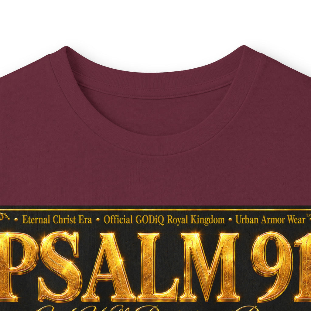 Psalm 91™ Long Sleeve Christian T-Shirt | God's Promise of Divine Protection | Premium Biblical Prayer Shirt | Luxury Faith-Based Scripture Apparel | GODiQ Royal Kingdom™ Urban Armor Wear