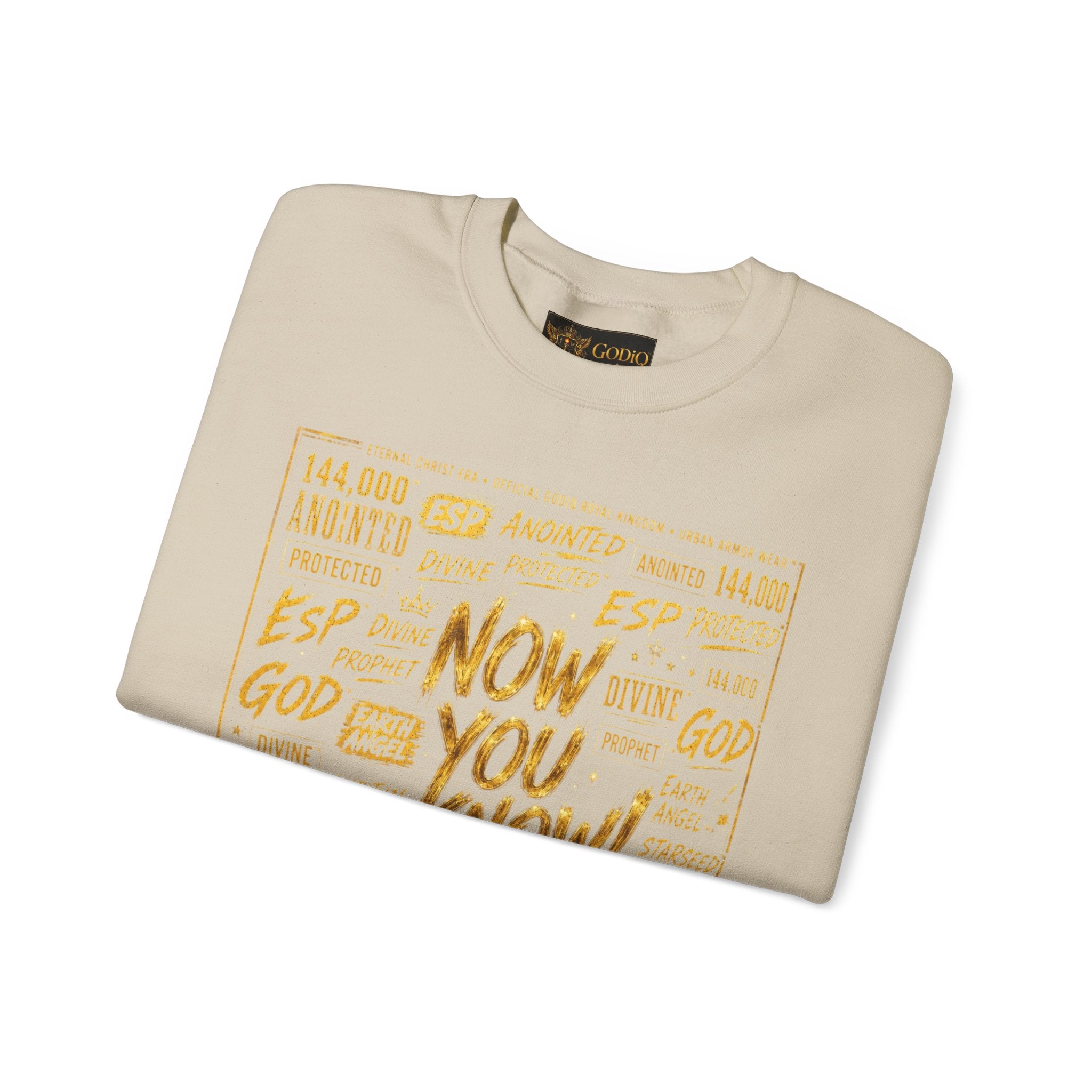 GODiQ Royal Kingdom™ Urban Armor Wear – "Now You Know" 18K Gold Graphic Unisex Crewneck Sweatshirt