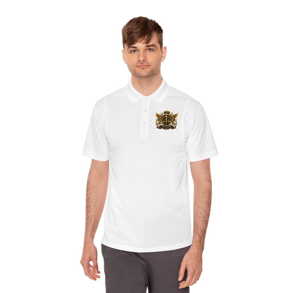 GODiQ Royal Kingdom™ Psalm 91 Men's Performance Polo – Premium Christian Golf Shirt | Luxury Gold Scripture Polo | Moisture-Wicking Faith Apparel
