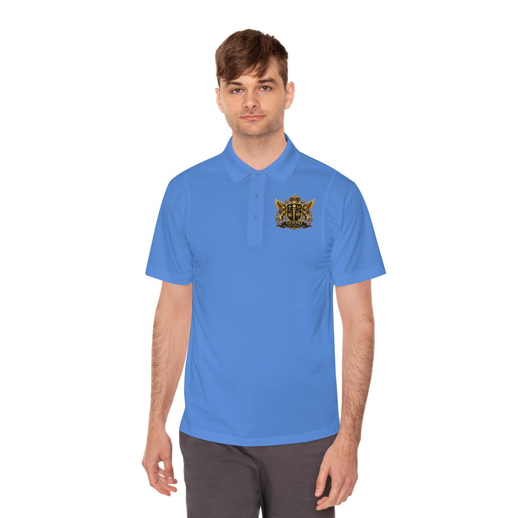 GODiQ Royal Kingdom™ Psalm 91 Men's Performance Polo – Premium Christian Golf Shirt | Luxury Gold Scripture Polo | Moisture-Wicking Faith Apparel