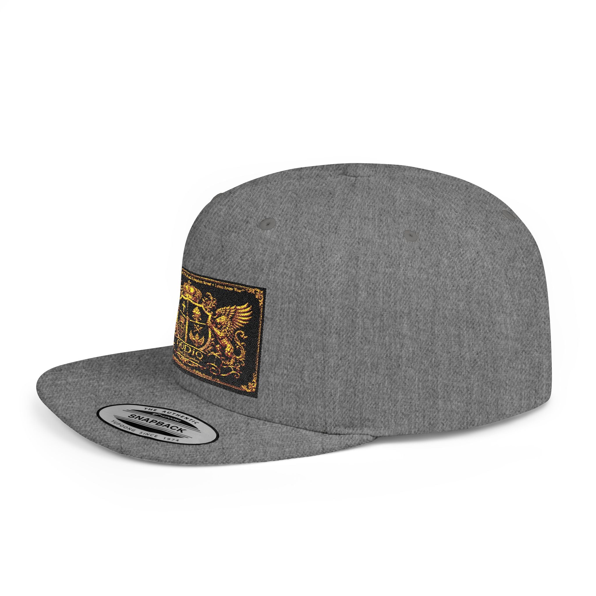 GODiQ™ Royal Kingdom Gold Crest Snapback Hat – Luxury Christian Heraldic Flat Bill Cap | Urban Armor Wear™ Premium Faith Streetwear | Kingdom Legacy Hat