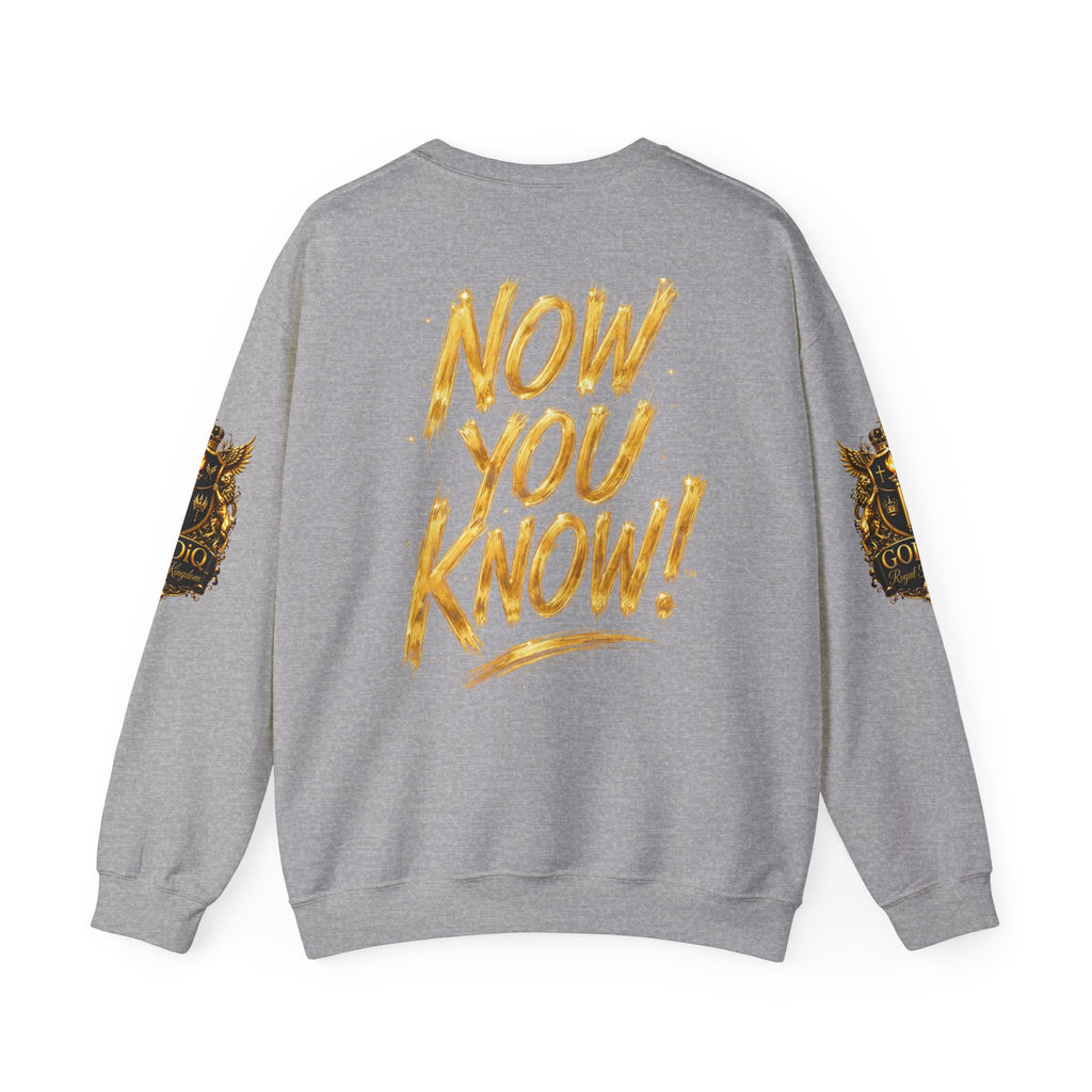 GODiQ Royal Kingdom™ Urban Armor Wear – "Now You Know" 18K Gold Graphic Unisex Crewneck Sweatshirt