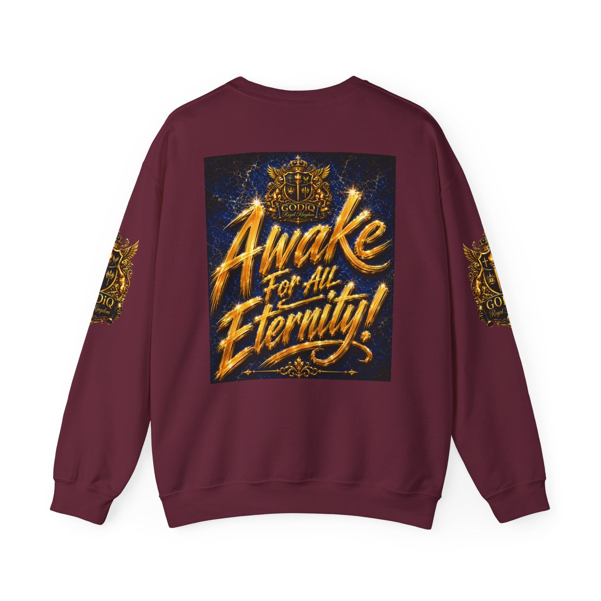 Consciousness Incarnate™ Crewneck Sweatshirt – Luxury Christian Graphic Sweatshirt | "Awake For All Eternity" Premium Kingdom Apparel | GODiQ Royal Kingdom™ Urban Armor Wear