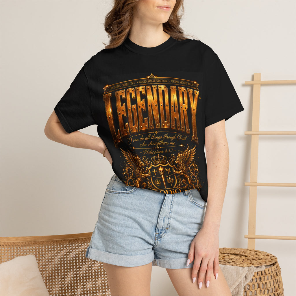 Legendary Impact™ Graphic T-Shirt – Luxury Christian Streetwear | Premium Garment-Dyed Heavyweight Tee | GODiQ Urban Armor™