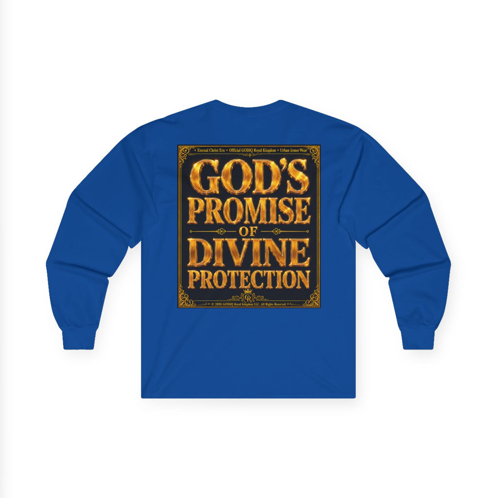 Psalm 91™ Long Sleeve Christian T-Shirt | God's Promise of Divine Protection | Premium Biblical Prayer Shirt | Luxury Faith-Based Scripture Apparel | GODiQ Royal Kingdom™ Urban Armor Wear