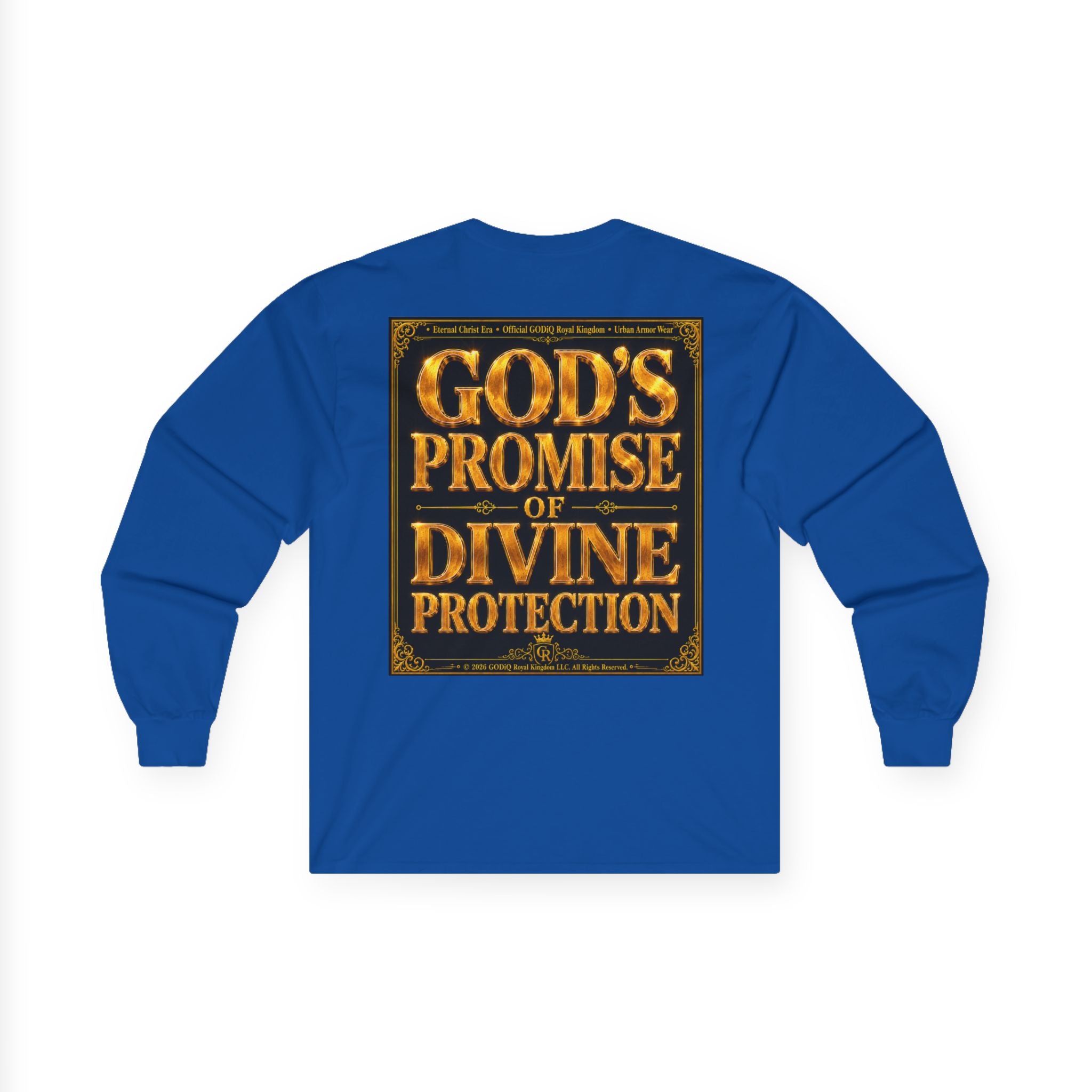 Psalm 91™ Long Sleeve Christian T-Shirt | God's Promise of Divine Protection | Premium Biblical Prayer Shirt | Luxury Faith-Based Scripture Apparel | GODiQ Royal Kingdom™ Urban Armor Wear