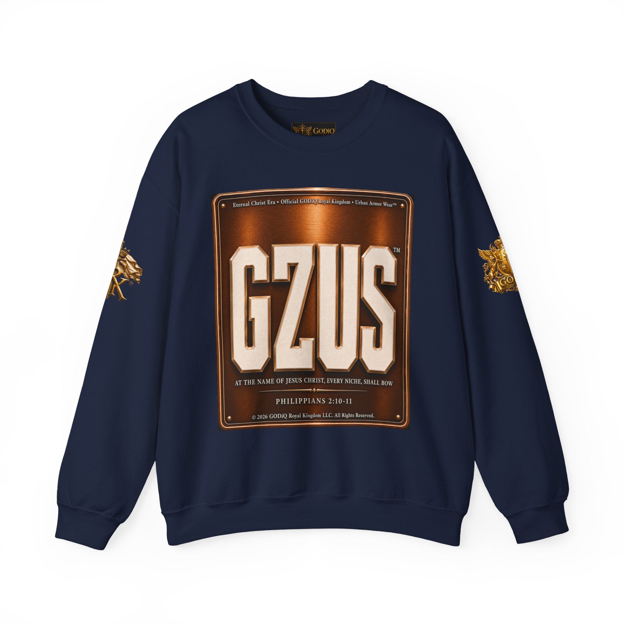 GZUS™ Psalm 23 Crewneck Sweatshirt – Luxury Christian Faith Sweatshirt | Jesus Graphic Pullover | Psalm 23 Scripture Sweatshirt | GODiQ Royal Kingdom™ Urban Armor Wear