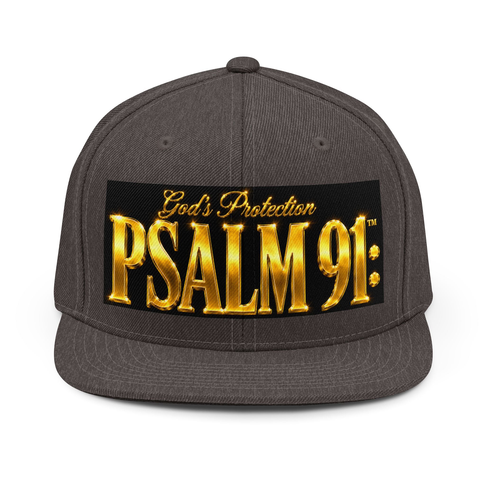 Psalm 91™ Snapback Hat – Luxury Gold Embossed Christian Baseball Cap | Premium GODiQ Royal Kingdom™ Urban Armor Wear | Faith-Based Streetwear