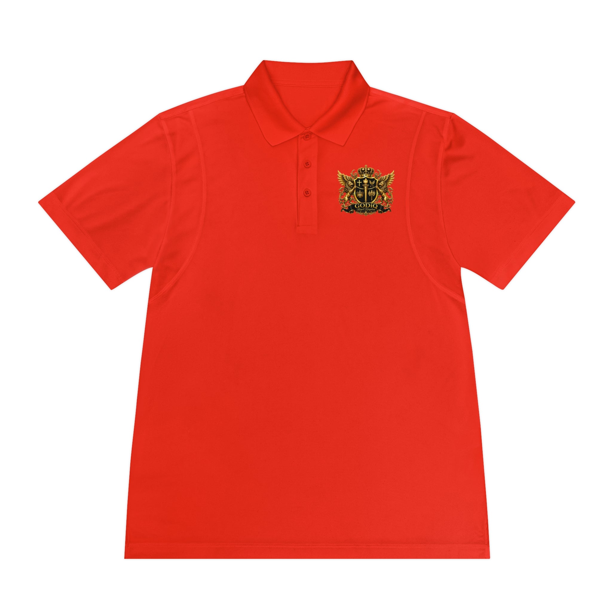 GODiQ Royal Kingdom™ Psalm 91 Men's Performance Polo – Premium Christian Golf Shirt | Luxury Gold Scripture Polo | Moisture-Wicking Faith Apparel