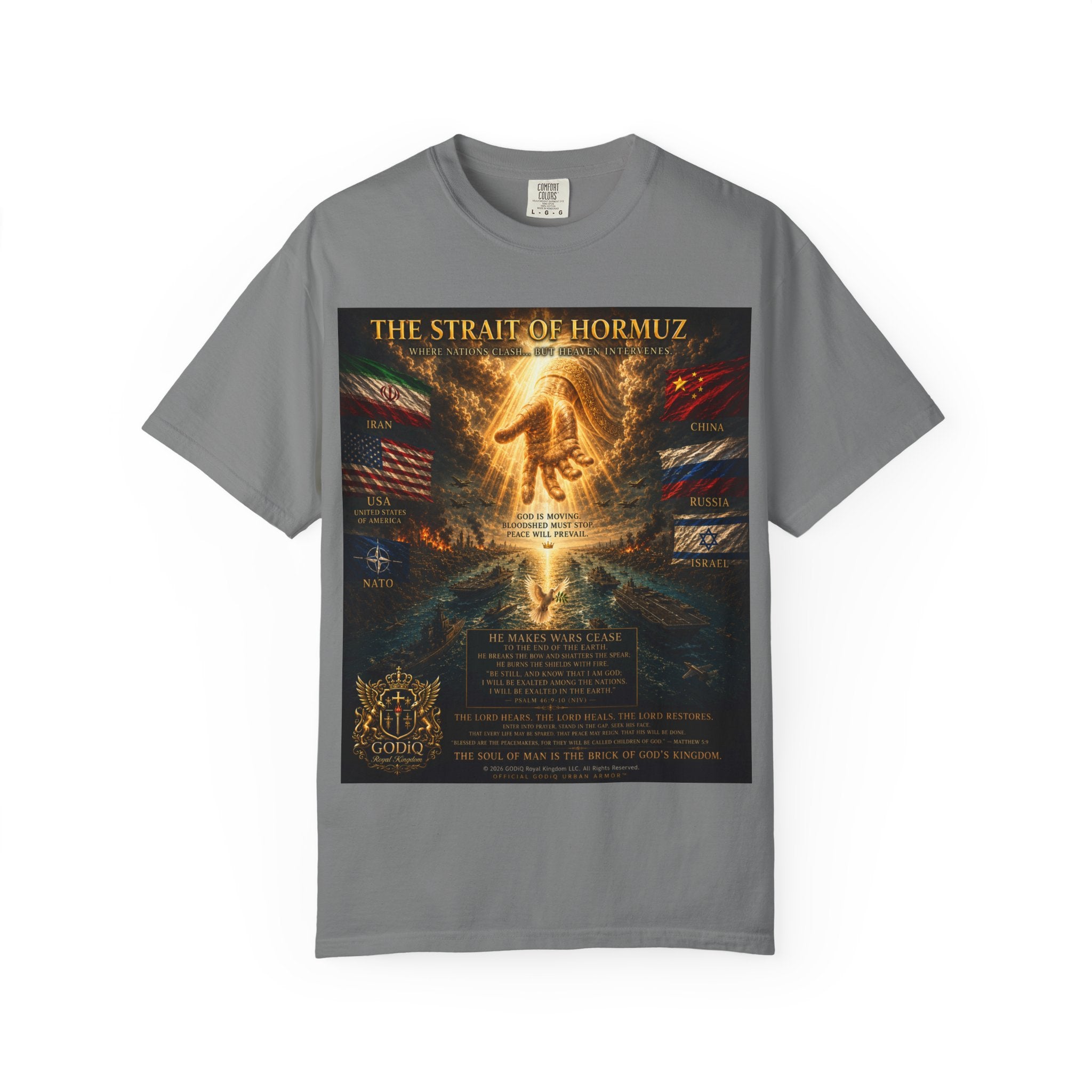 GODiQ Royal Kingdom™ – "Fix It, Lord Jesus" Luxury Christian T-Shirt | Strait of Hormuz Edition | Premium Faith Graphic Tee | Comfort Colors® 1717