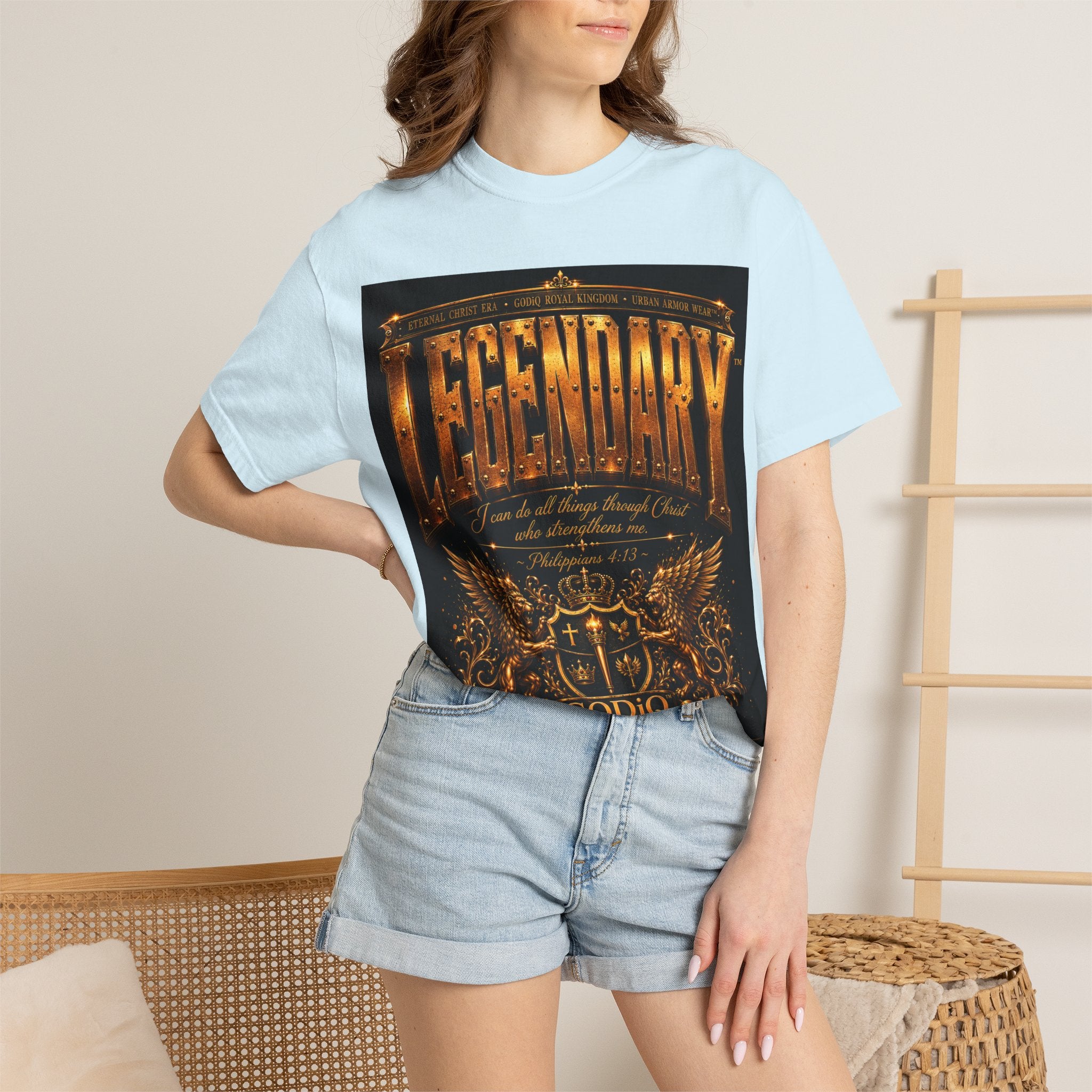 Legendary Impact™ Graphic T-Shirt – Luxury Christian Streetwear | Premium Garment-Dyed Heavyweight Tee | GODiQ Urban Armor™