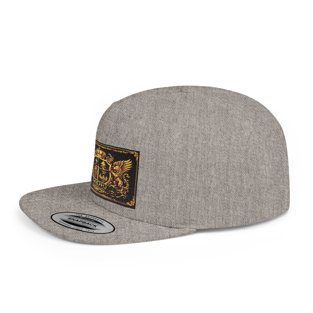 GODiQ™ Royal Kingdom Gold Crest Snapback Hat – Luxury Christian Heraldic Flat Bill Cap | Urban Armor Wear™ Premium Faith Streetwear | Kingdom Legacy Hat