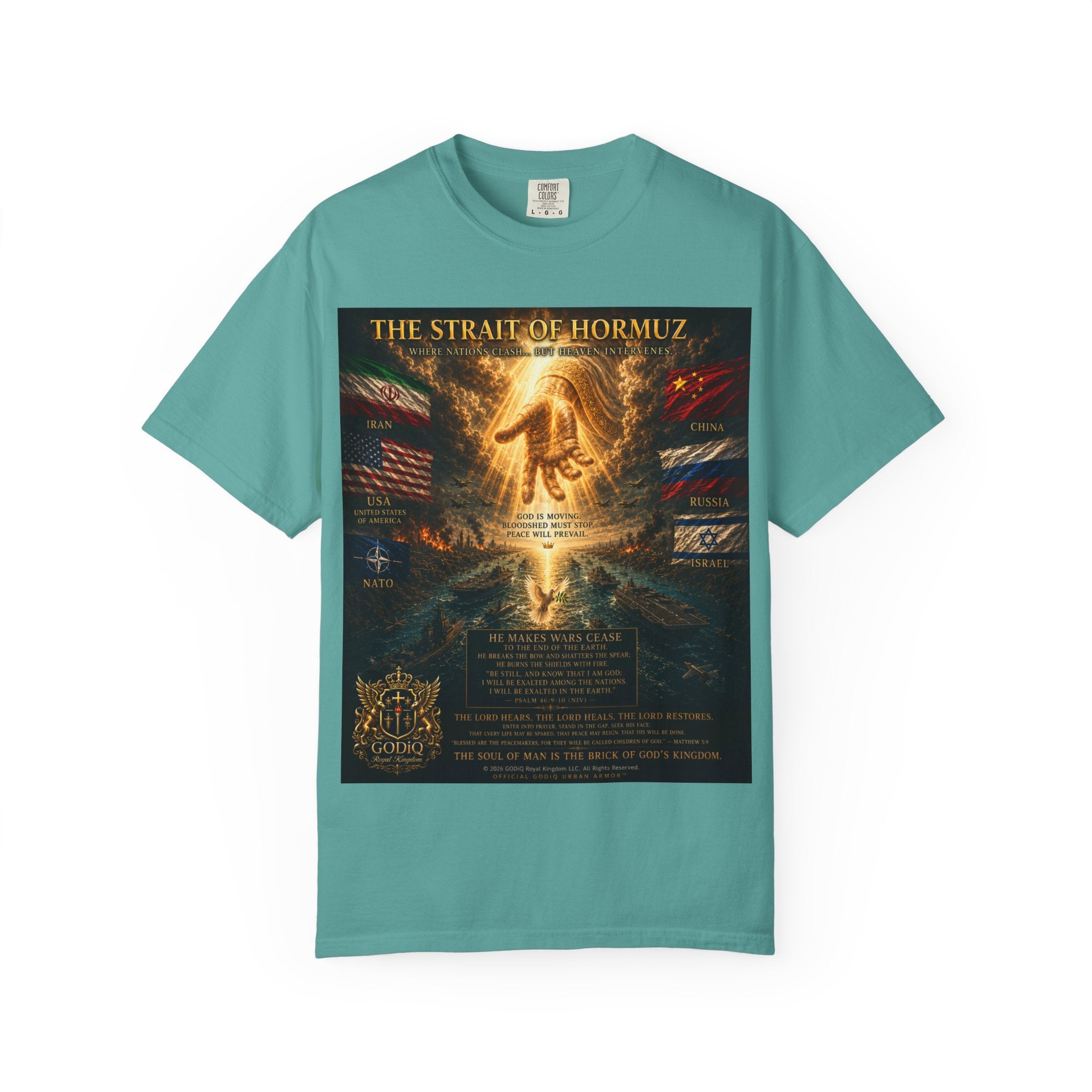 GODiQ Royal Kingdom™ – "Fix It, Lord Jesus" Luxury Christian T-Shirt | Strait of Hormuz Edition | Premium Faith Graphic Tee | Comfort Colors® 1717
