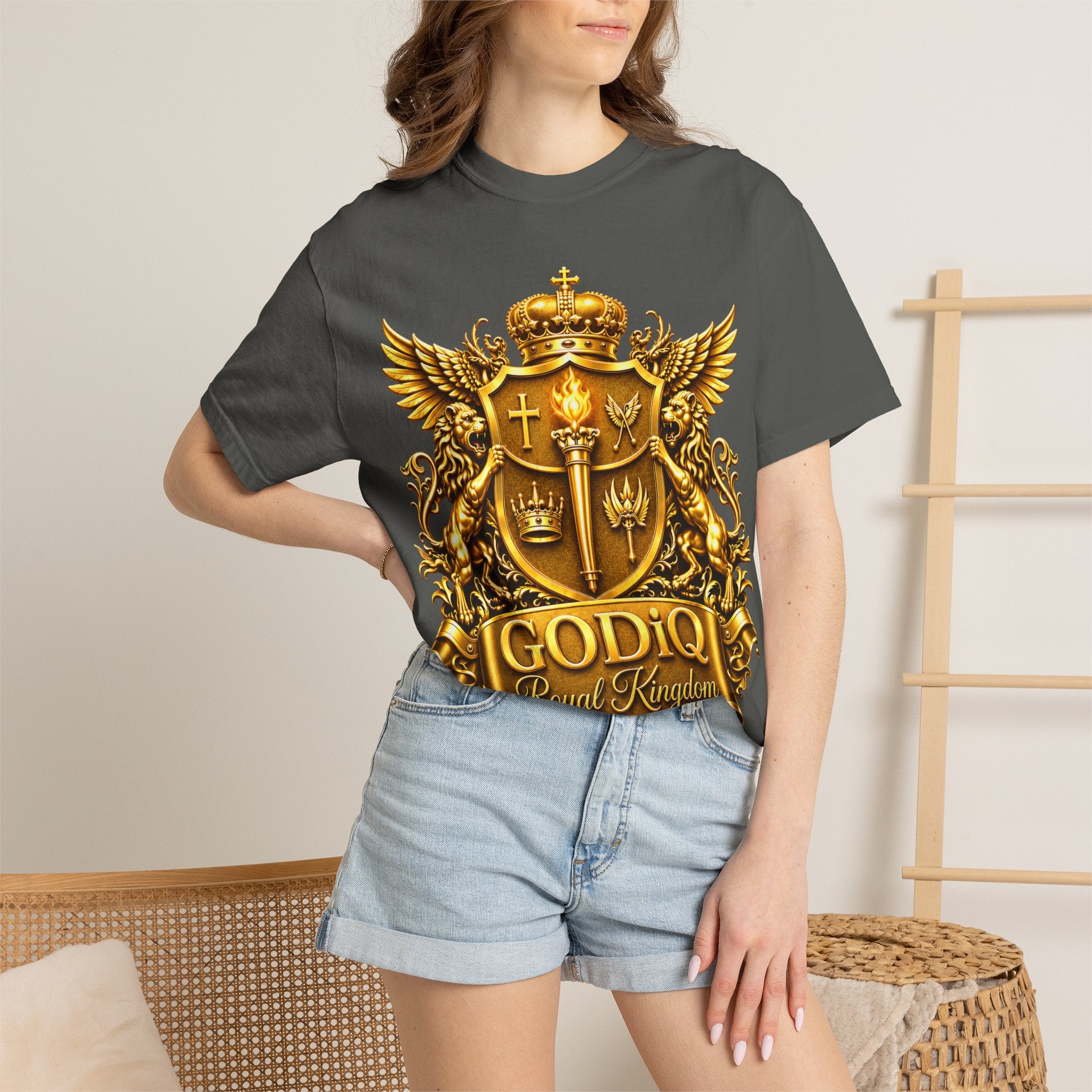 GODiQ™ Royal Crest T-Shirt – Urban Armor™ Premium Christian Faith Graphic Tee | Luxury Kingdom Apparel
