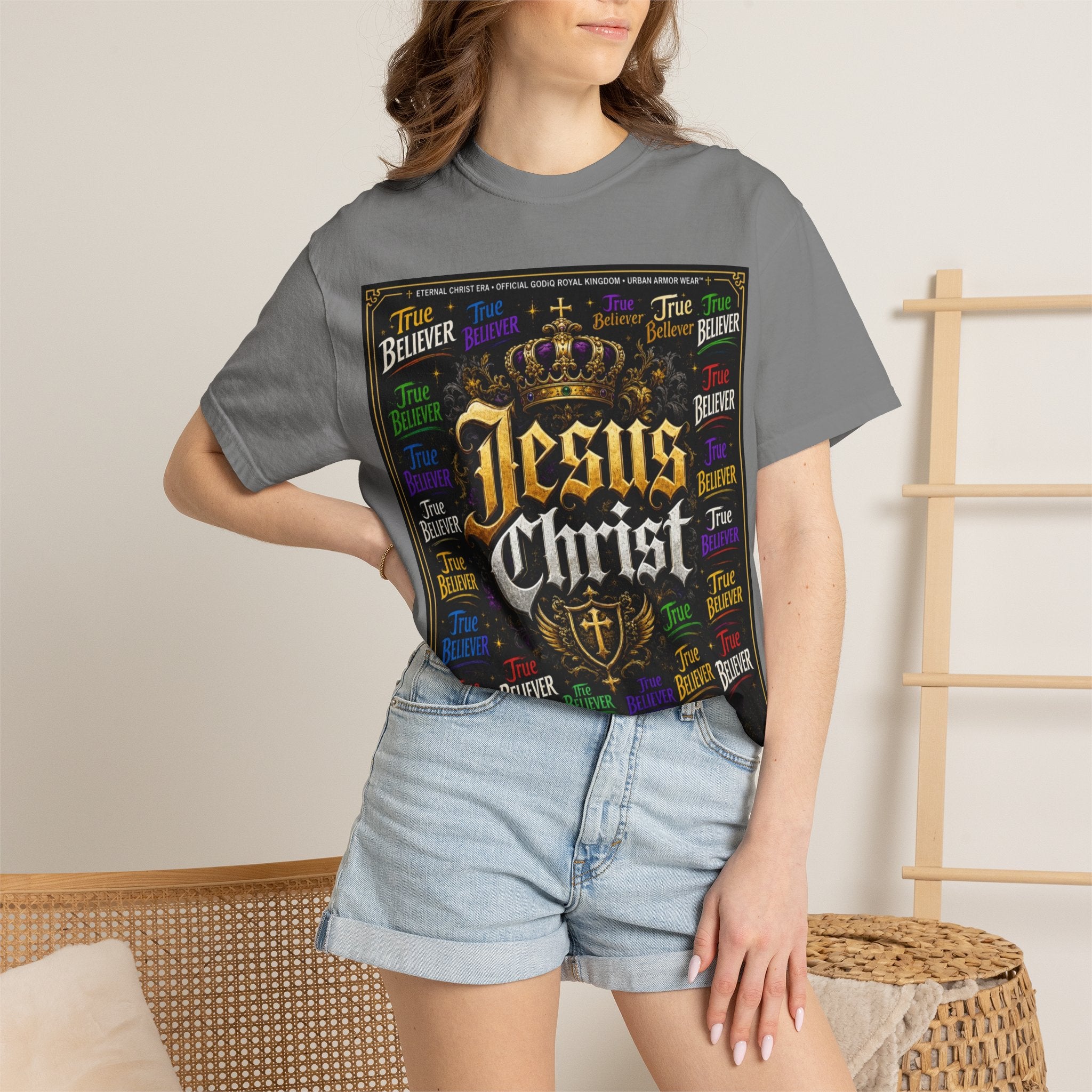 GODiQ Royal Kingdom - Urban Armor Collection - Jesus Christ Crown Graphic T‑Shirt