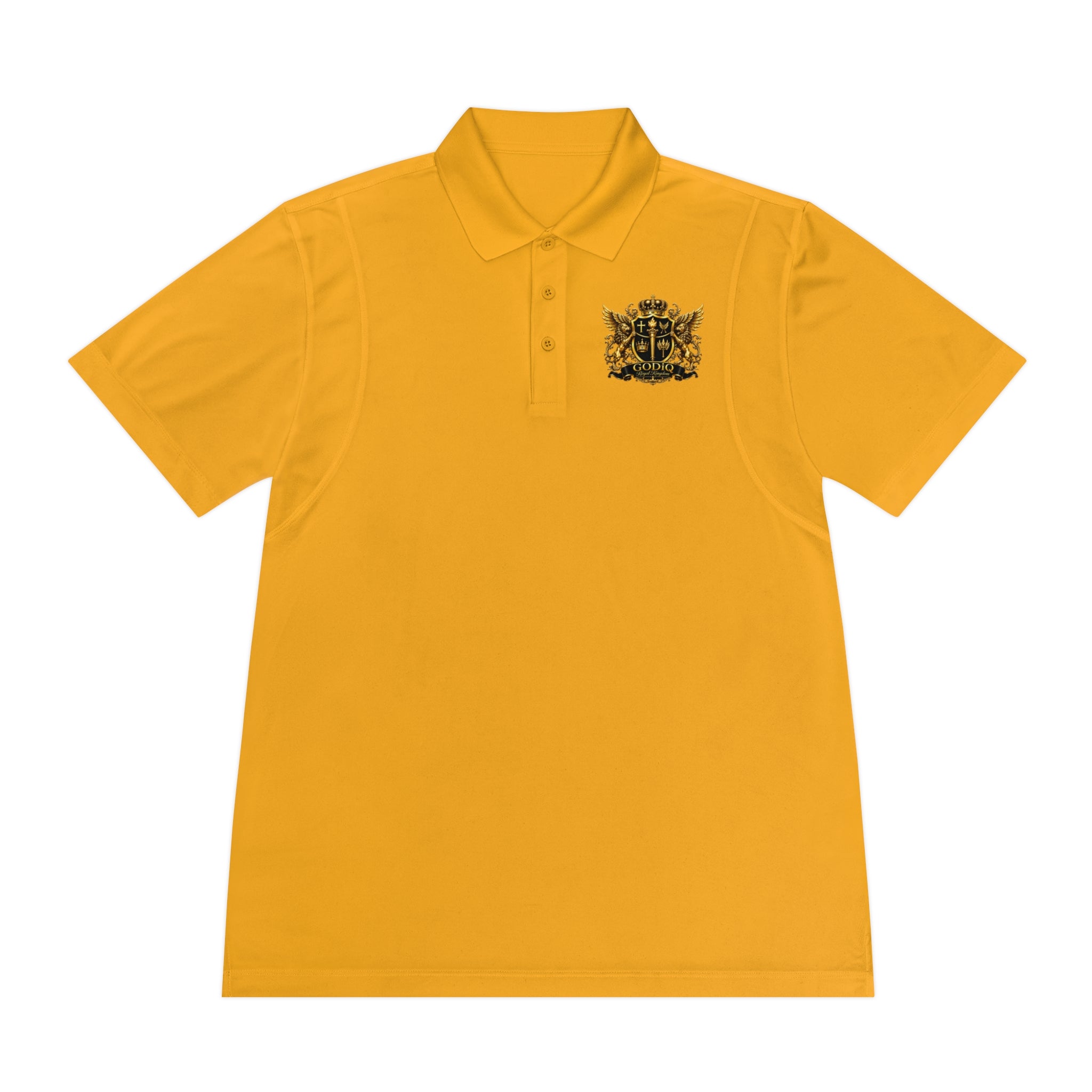 GODiQ Royal Kingdom™ Psalm 91 Men's Performance Polo – Premium Christian Golf Shirt | Luxury Gold Scripture Polo | Moisture-Wicking Faith Apparel
