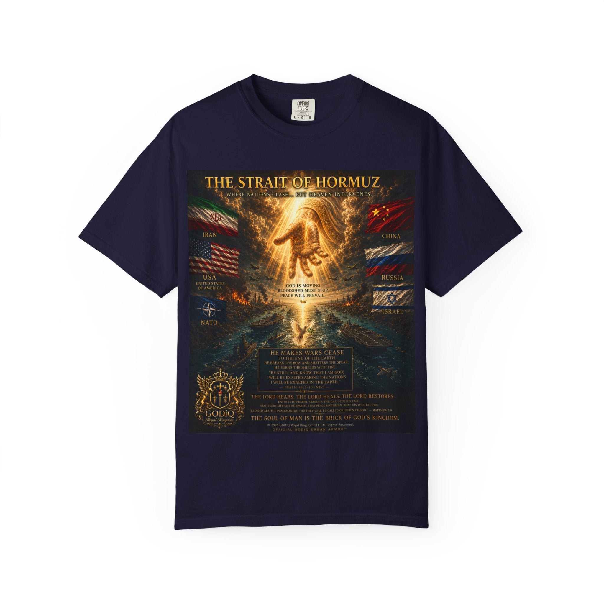 GODiQ Royal Kingdom™ – "Fix It, Lord Jesus" Luxury Christian T-Shirt | Strait of Hormuz Edition | Premium Faith Graphic Tee | Comfort Colors® 1717