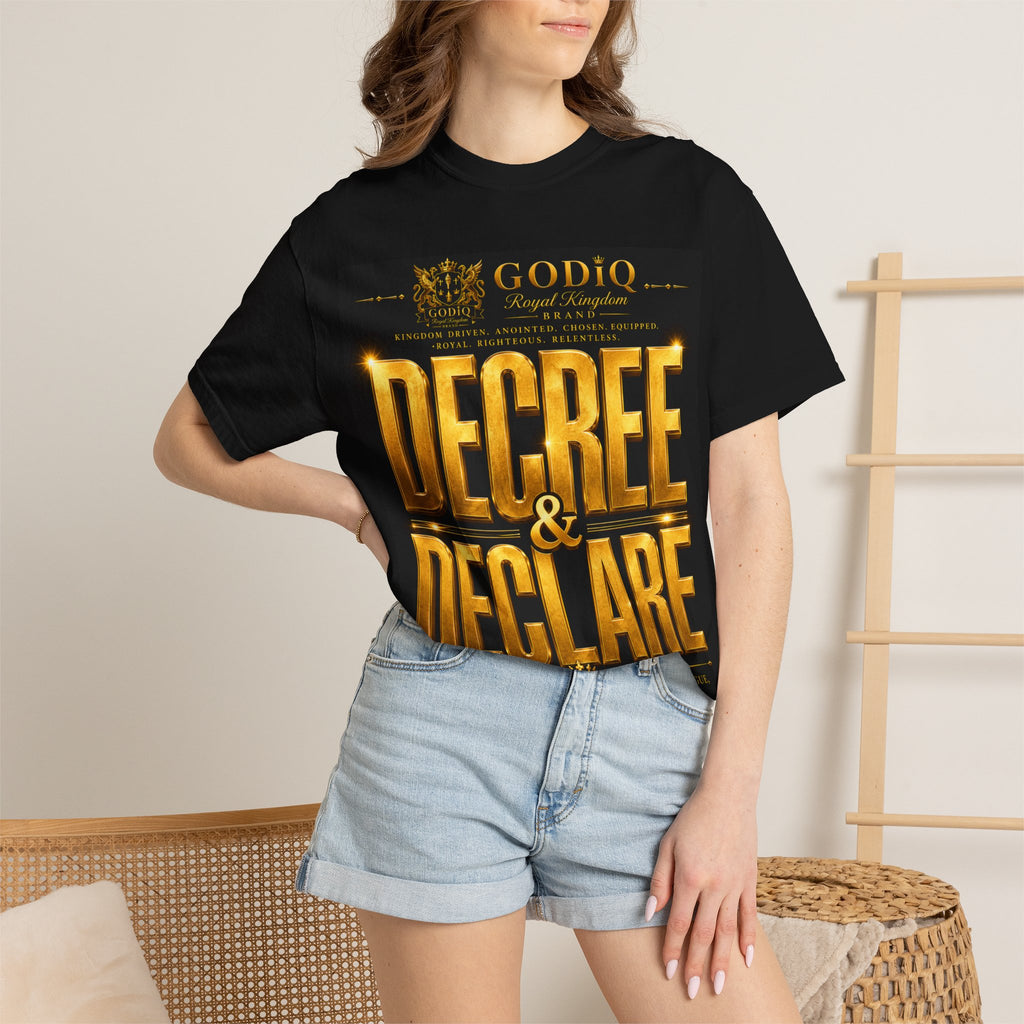 GODiQ Royal Kingdom™ Decree & Declare Christian T-Shirt – Premium Inspirational Faith Tee | "I Am Delivered, Healed, Renewed" Scripture Apparel | Comfort Colors 1717