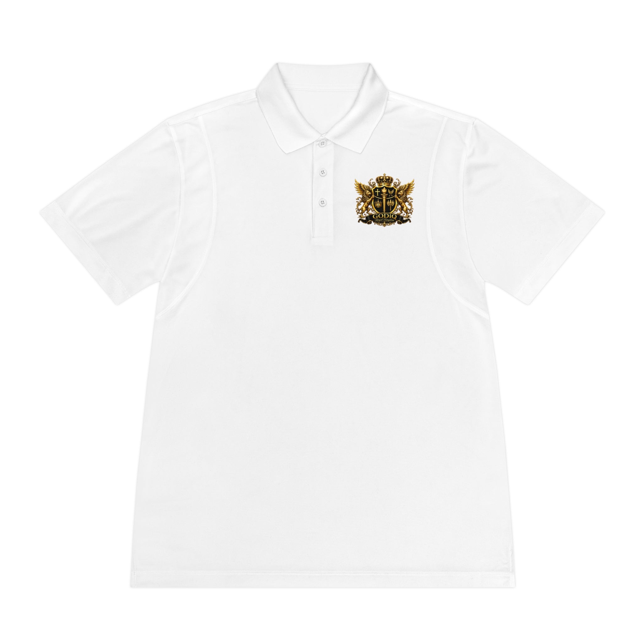 GODiQ Royal Kingdom™ Psalm 91 Men's Performance Polo – Premium Christian Golf Shirt | Luxury Gold Scripture Polo | Moisture-Wicking Faith Apparel